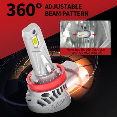 H11 H8 H9 LED Bulbs 70W 7000LM 6000K | LCair Series, All-in-One Design | 2 Bulbs