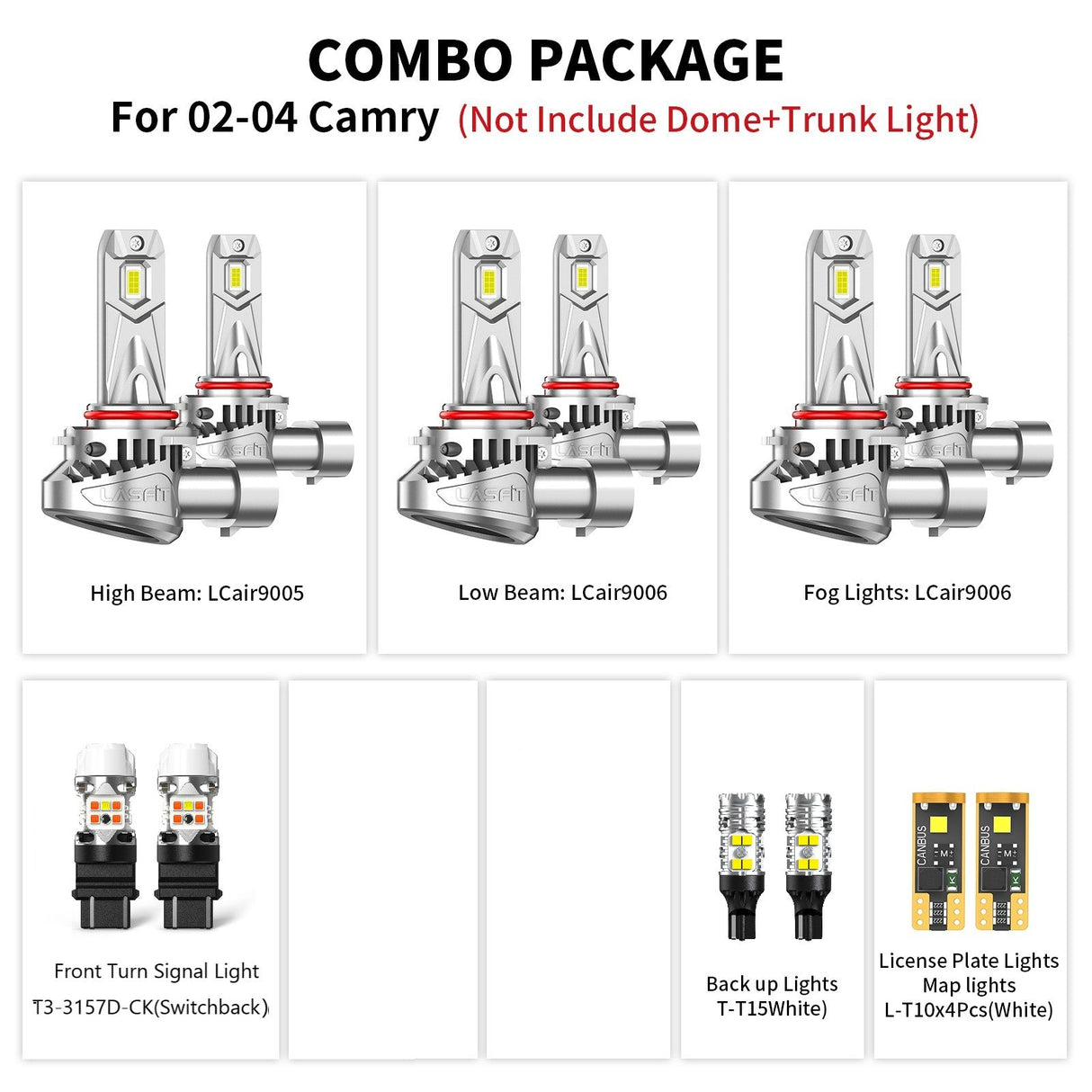 Fit for Toyota Camry 2002-2006 LED Bulbs Exterior Interior Light Bulbs Plug n Play