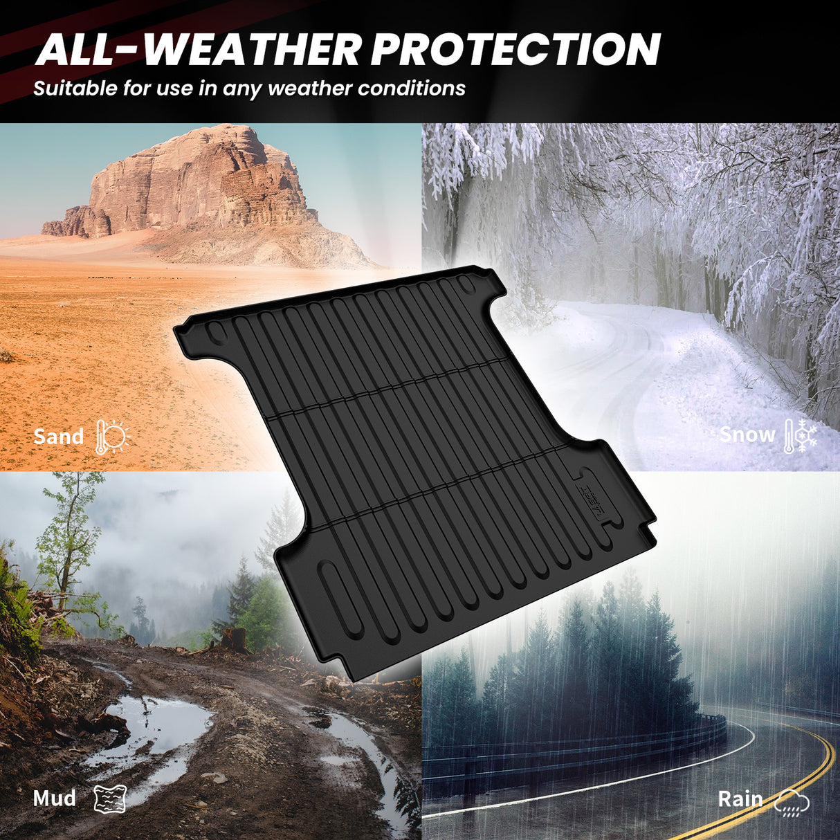 Fit for 2002-2018 Ram 1500 5' 7" Box Heavy Duty Bed Mat All Weather protection