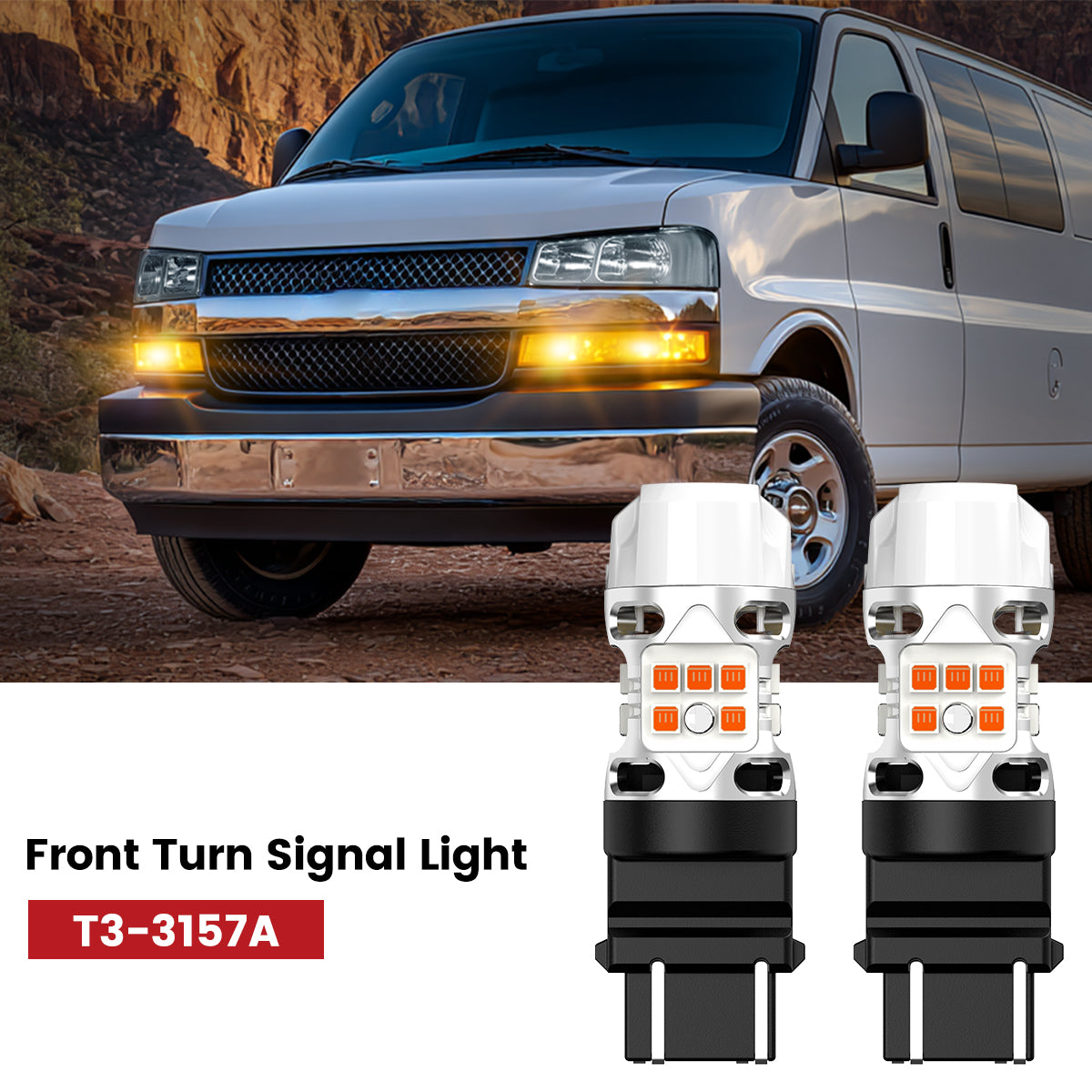 Lasfit 3157 led front turn signal lights fit for 2003-2025 Chevrolet Express