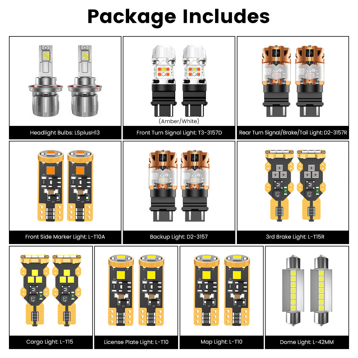 Lasfit combo package led bulbs for 2004-2008 Ford F150 without fog lights