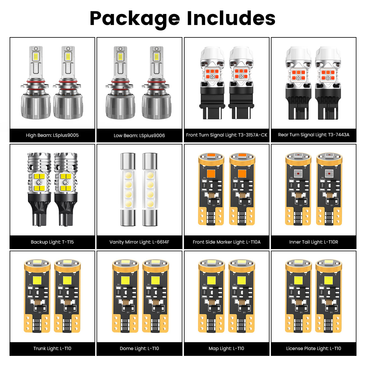 Lasfit combo package led bulbs for 2004-2010 Toyota Sienna CE/LE