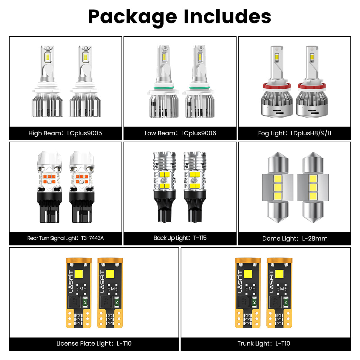 Fit for 2004-2013 Honda Civic LED Headlight Fog Exterior Interior Light Bulbs