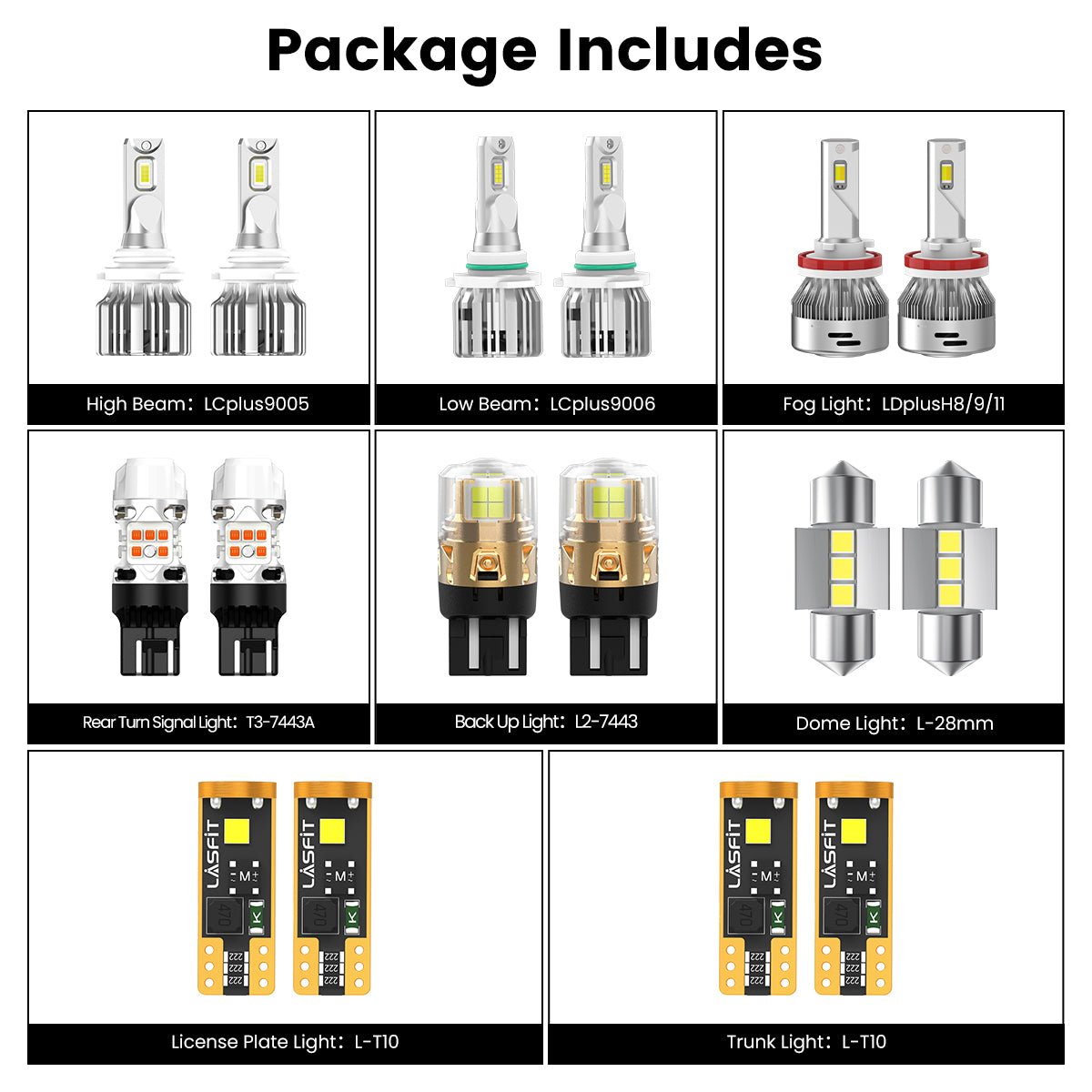 Fit for 2004-2013 Honda Civic LED Headlight Fog Exterior Interior Light Bulbs