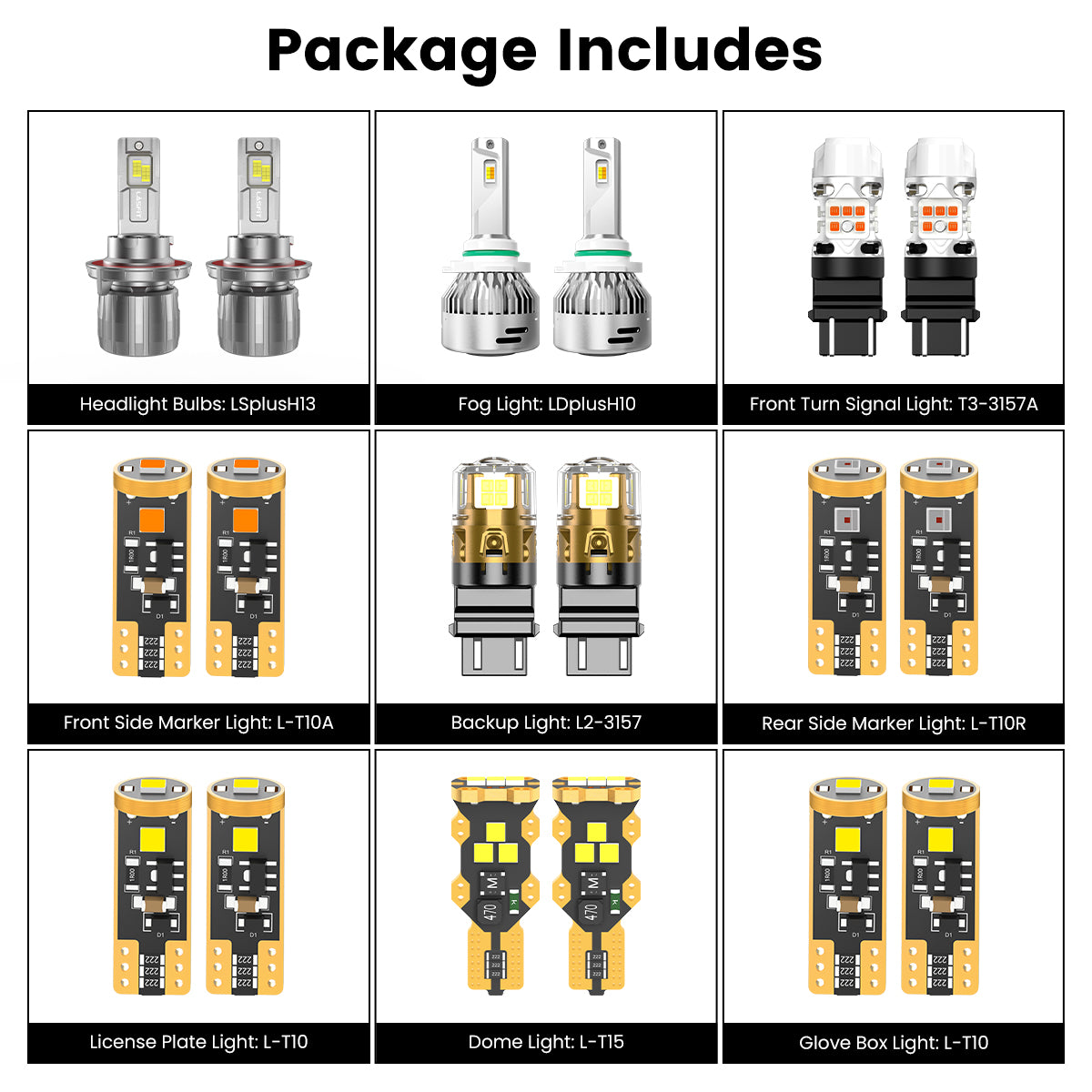 Lasfit combo package led bulbs for 2007-2009 Jeep Wrangler with fog lights