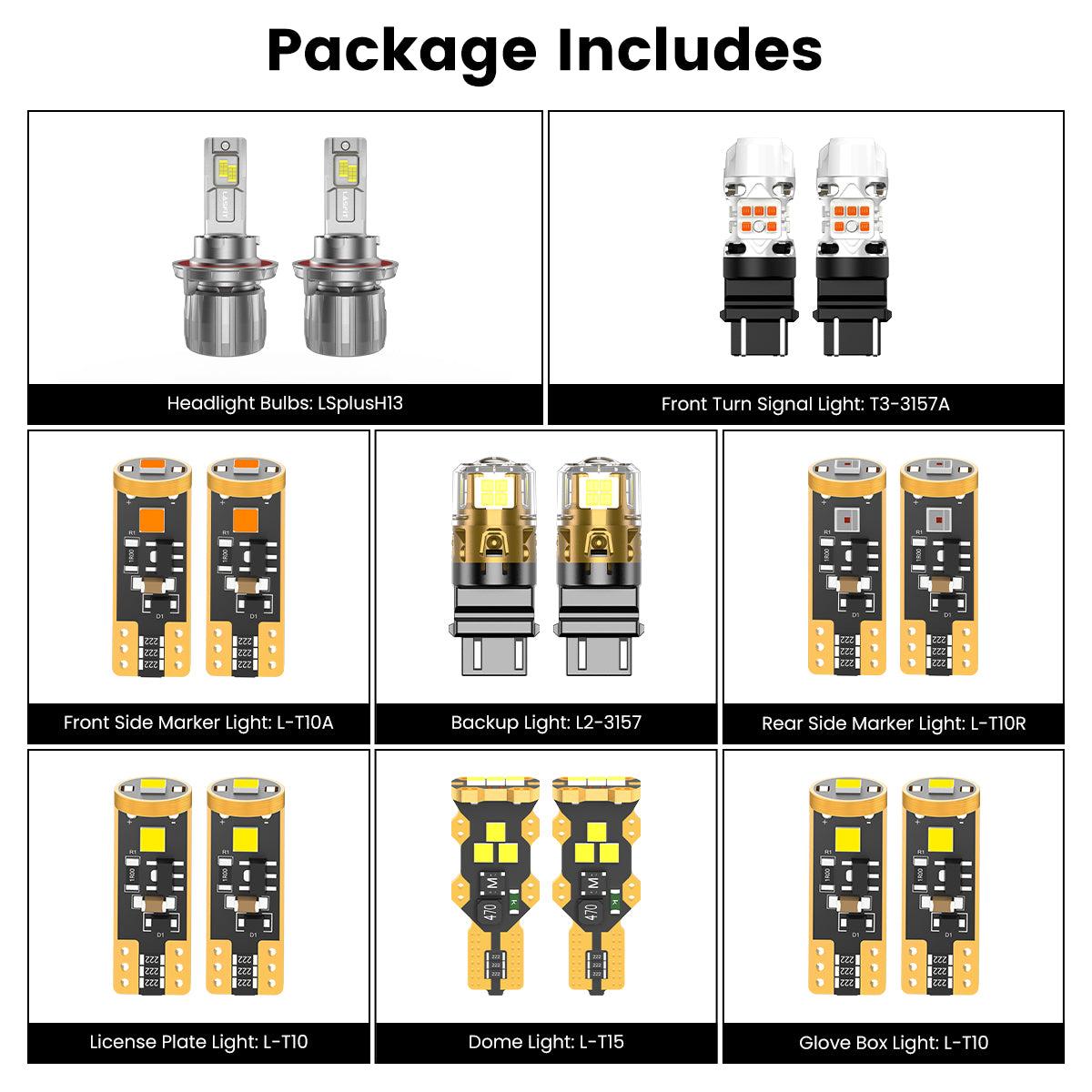 Lasfit combo package led bulbs for 2007-2009 Jeep Wrangler without fog lights