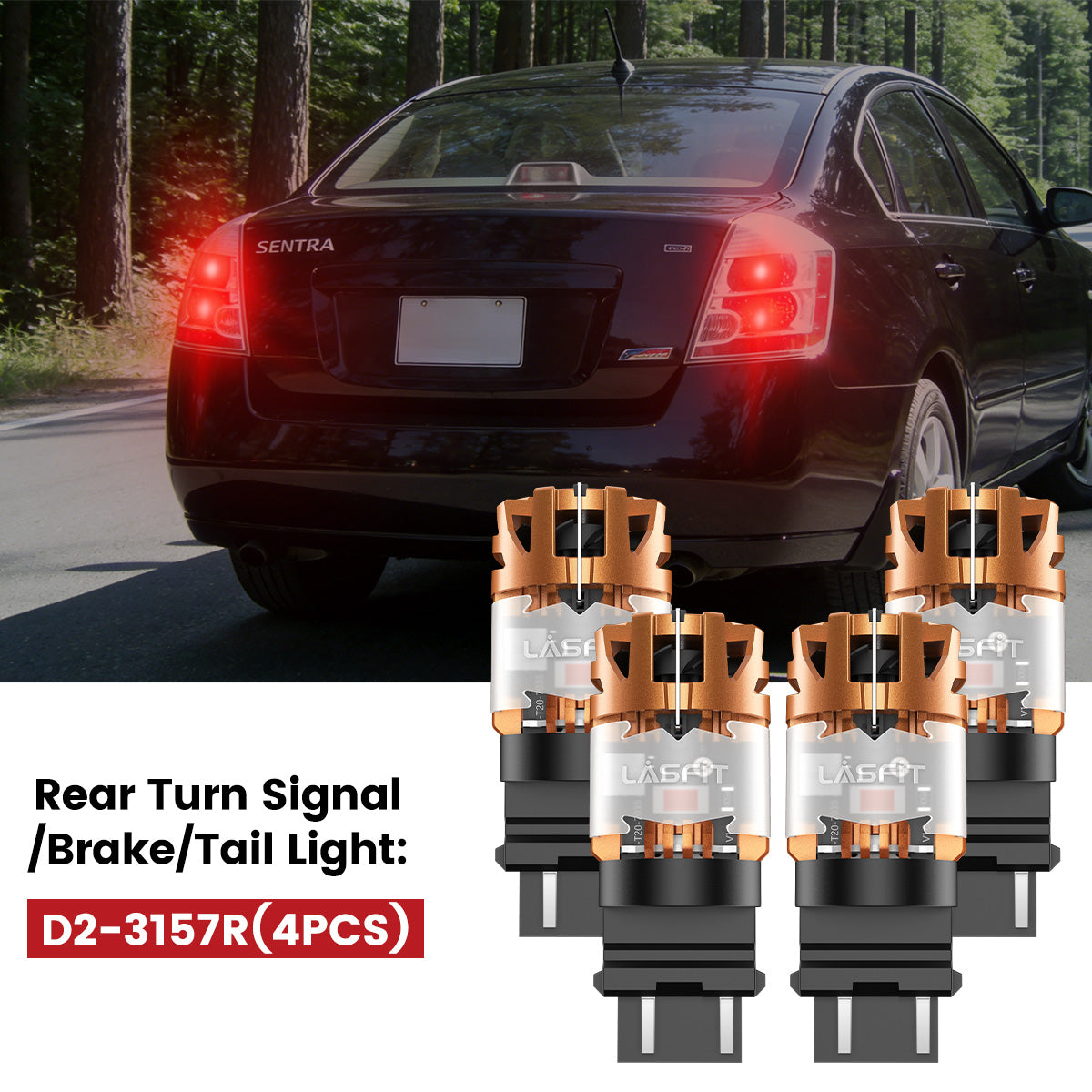 Lasfit 3157 led rear turn signal/brake/tail light fit for 2007-2009 Nissan Sentra