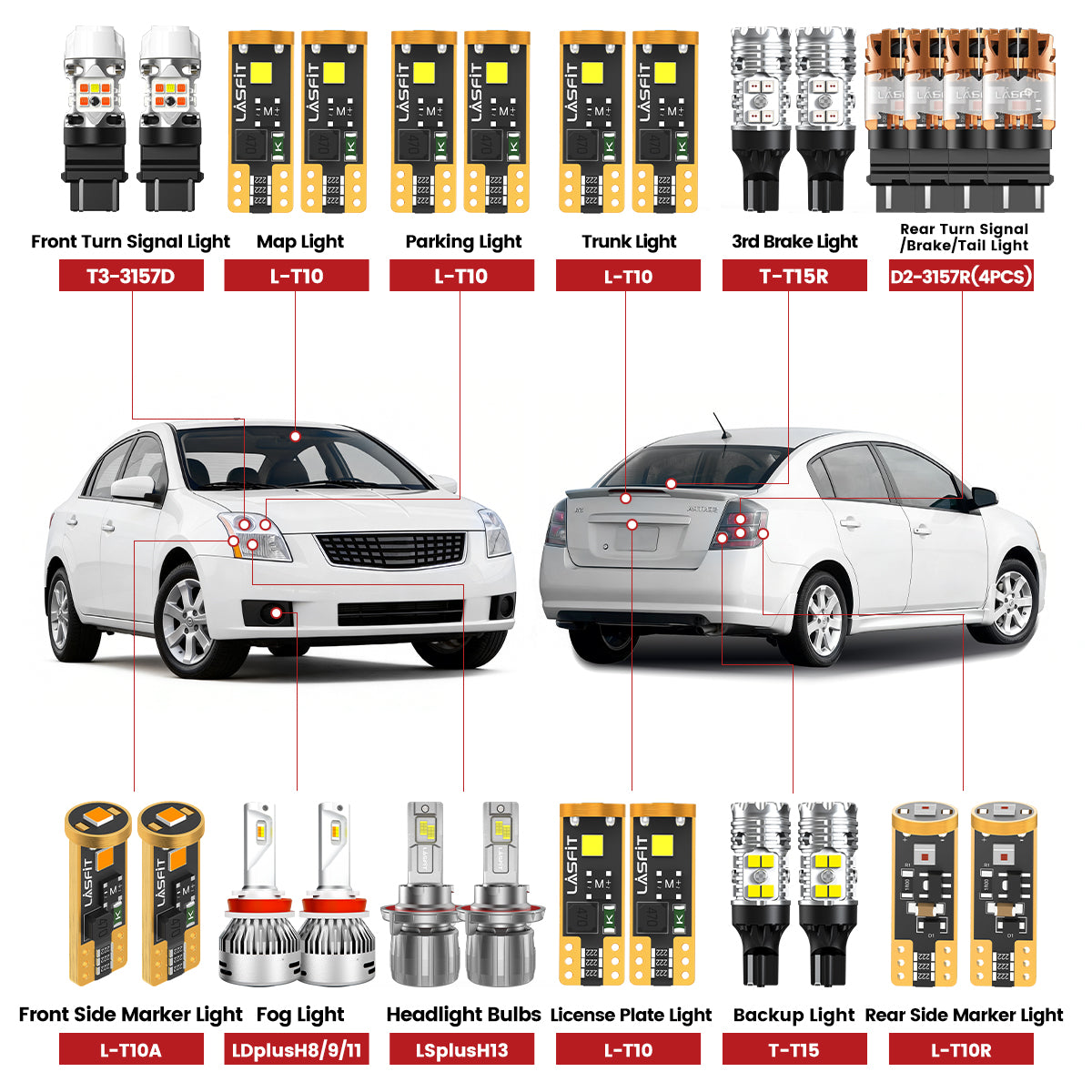 Lasfit led bulbs for 2007-2009 Nissan Sentra