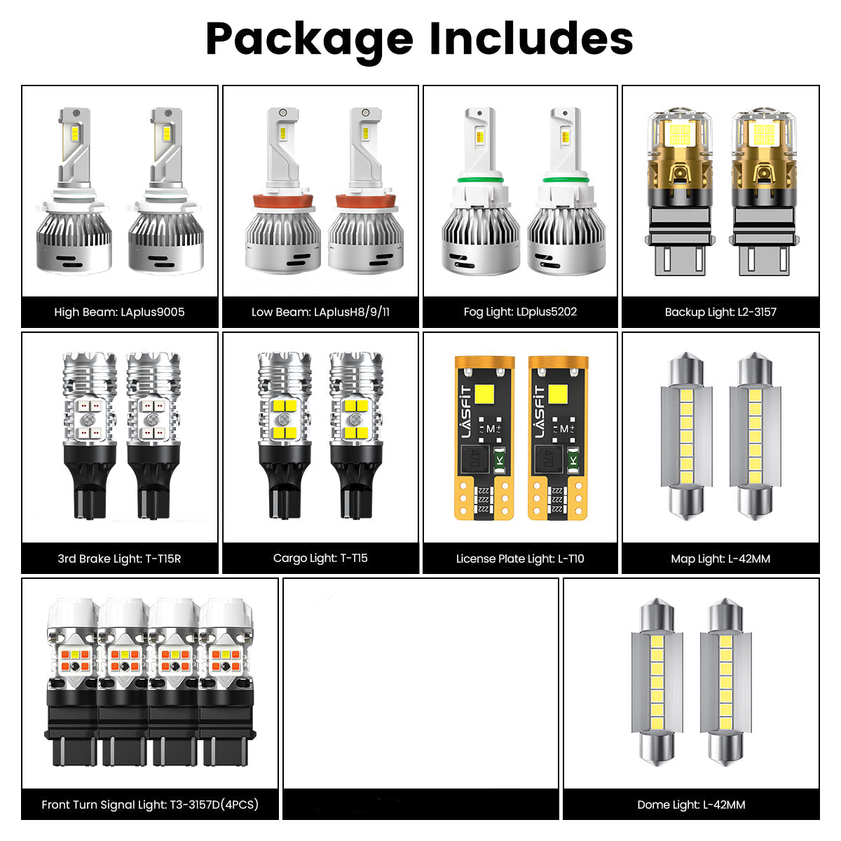 Lasfit combo package led bulbs for 2007-2013 Chevrolet Silverado 1500 W/ Fog Lights