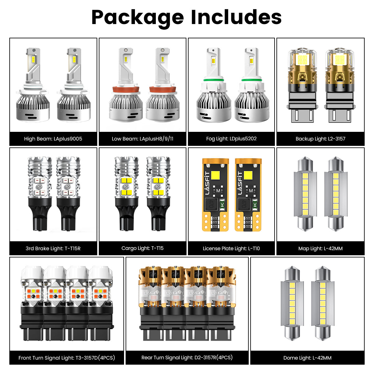 Lasfit combo package led bulbs for 2007-2013 Chevrolet Silverado 1500 W/ Fog Lights