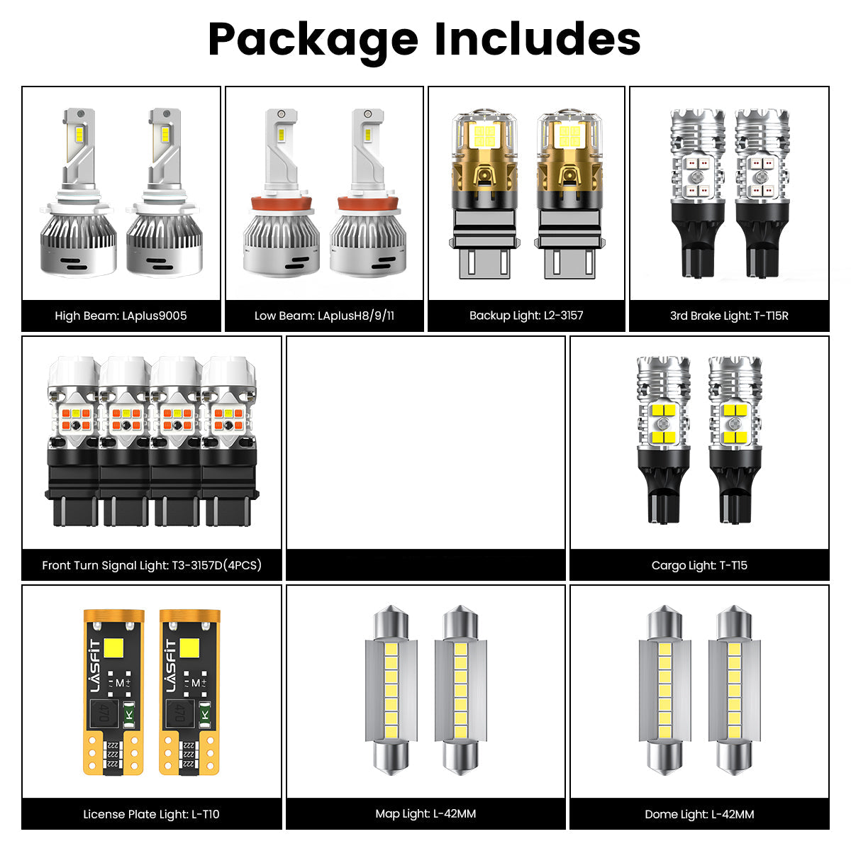 Lasfit combo package led bulbs for 2007-2013 Chevrolet Silverado 1500 W/o Fog Lights
