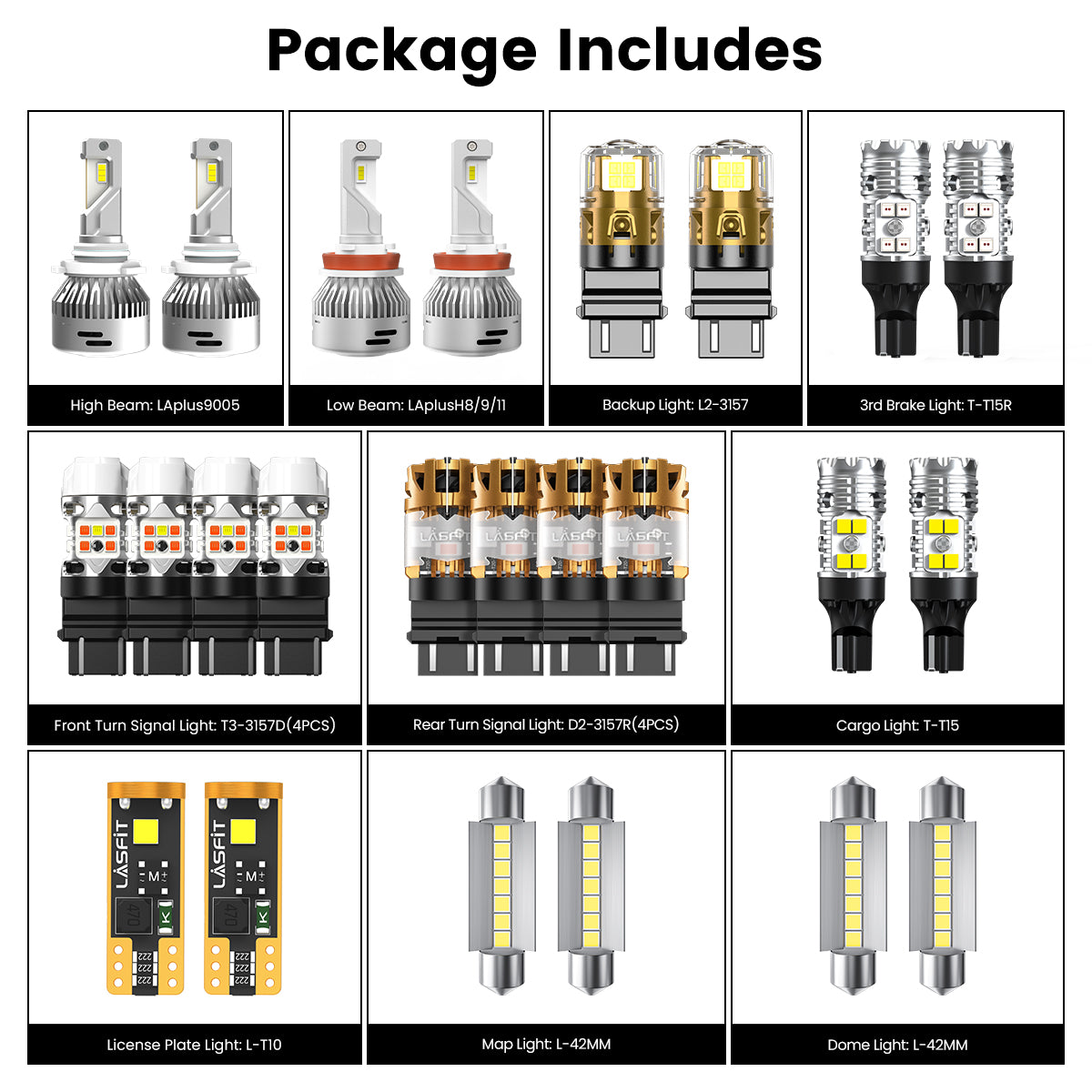 Lasfit combo package led bulbs for 2007-2013 Chevrolet Silverado 1500 W/o Fog Lights