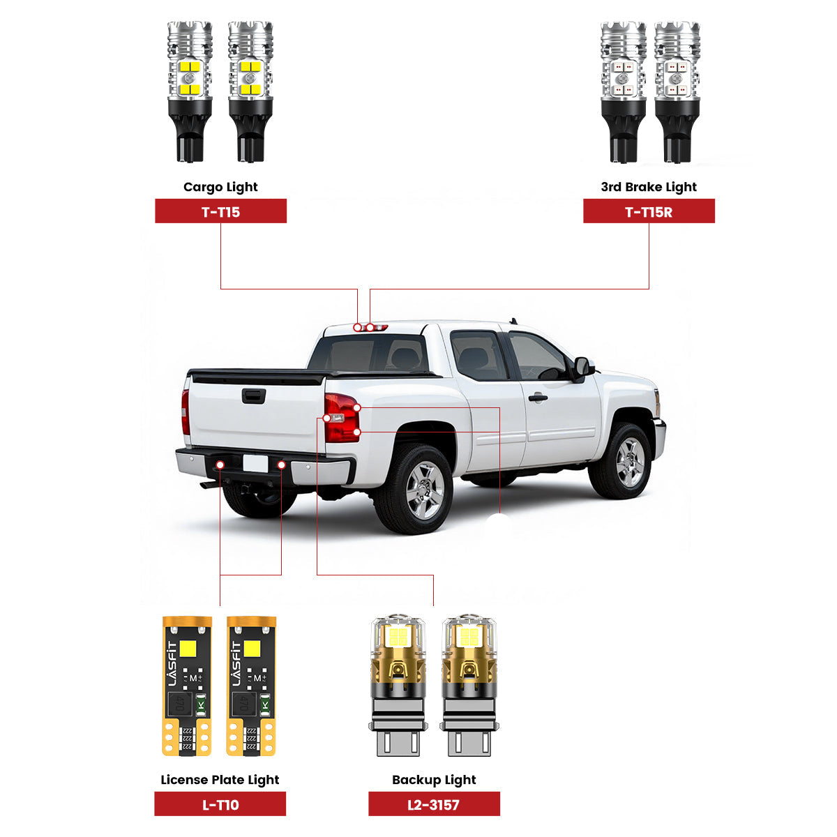 Lasfit rear led bulbs for 2007-2013 Chevrolet Silverado 1500