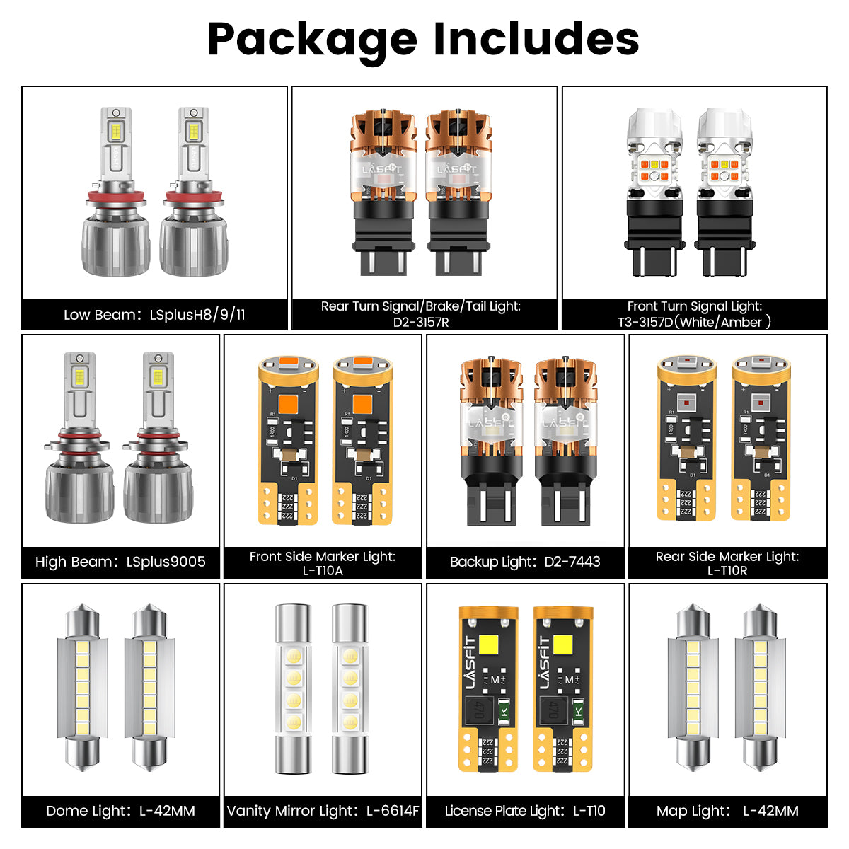 Lasfit combo package led bulbs for 2007-2014 Chevrolet Tahoe Hybrid