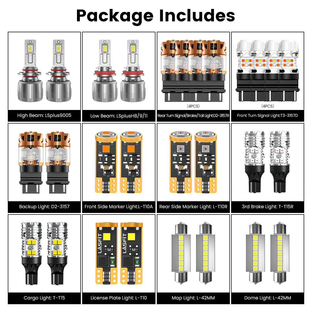 Lasfit combo package led bulbs for 2007-2014 GMC Sierra 2500 3500 W/o Fog Lights
