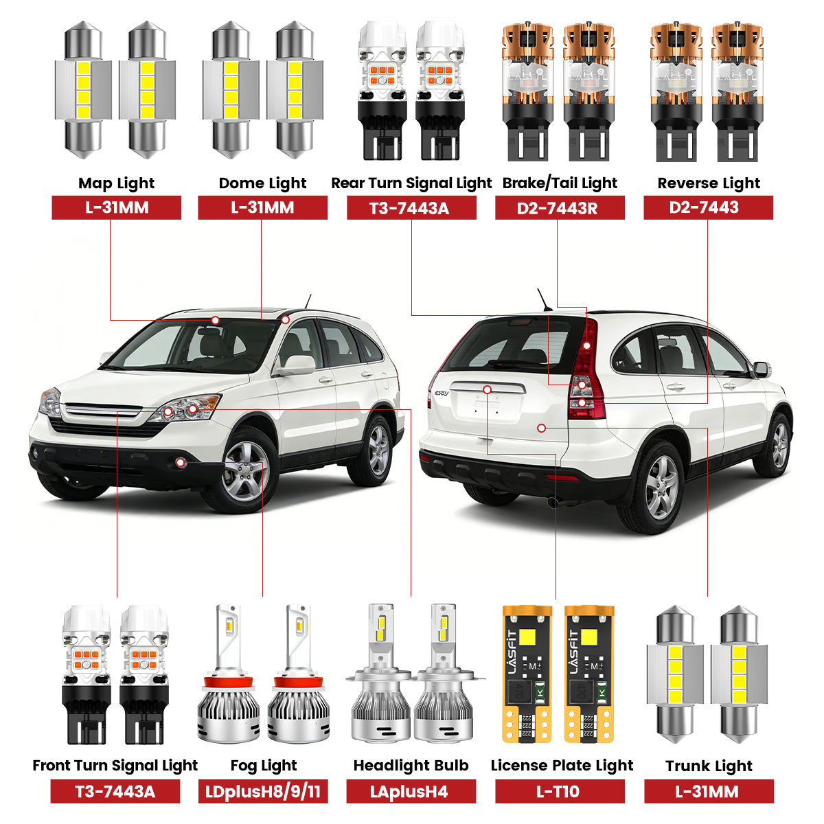 Lasfit led bulbs for 2007-2014 Honda CR-V