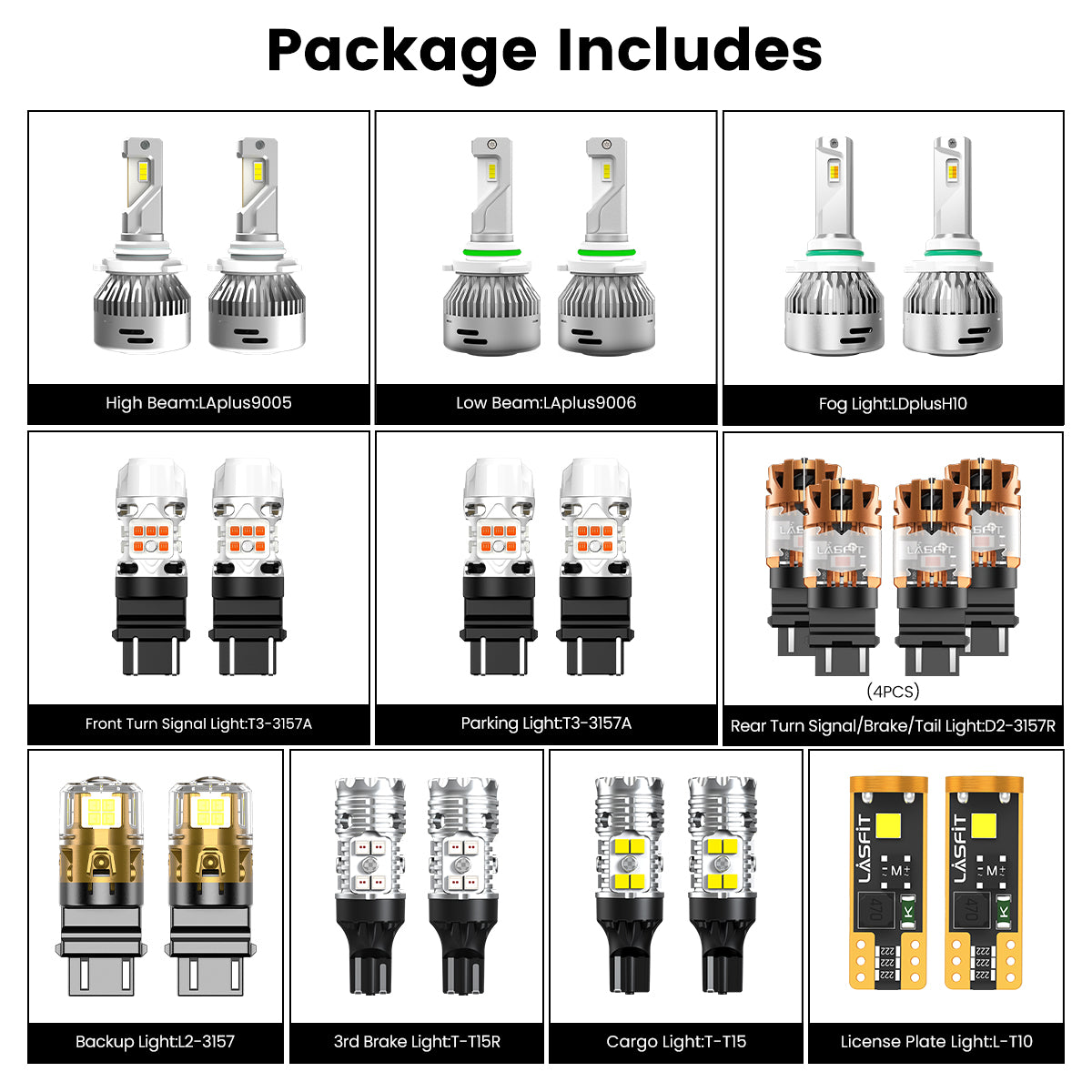 Lasfit combo package led bulbs for 2008-2012 Chevrolet Colorado W/ Fog Light