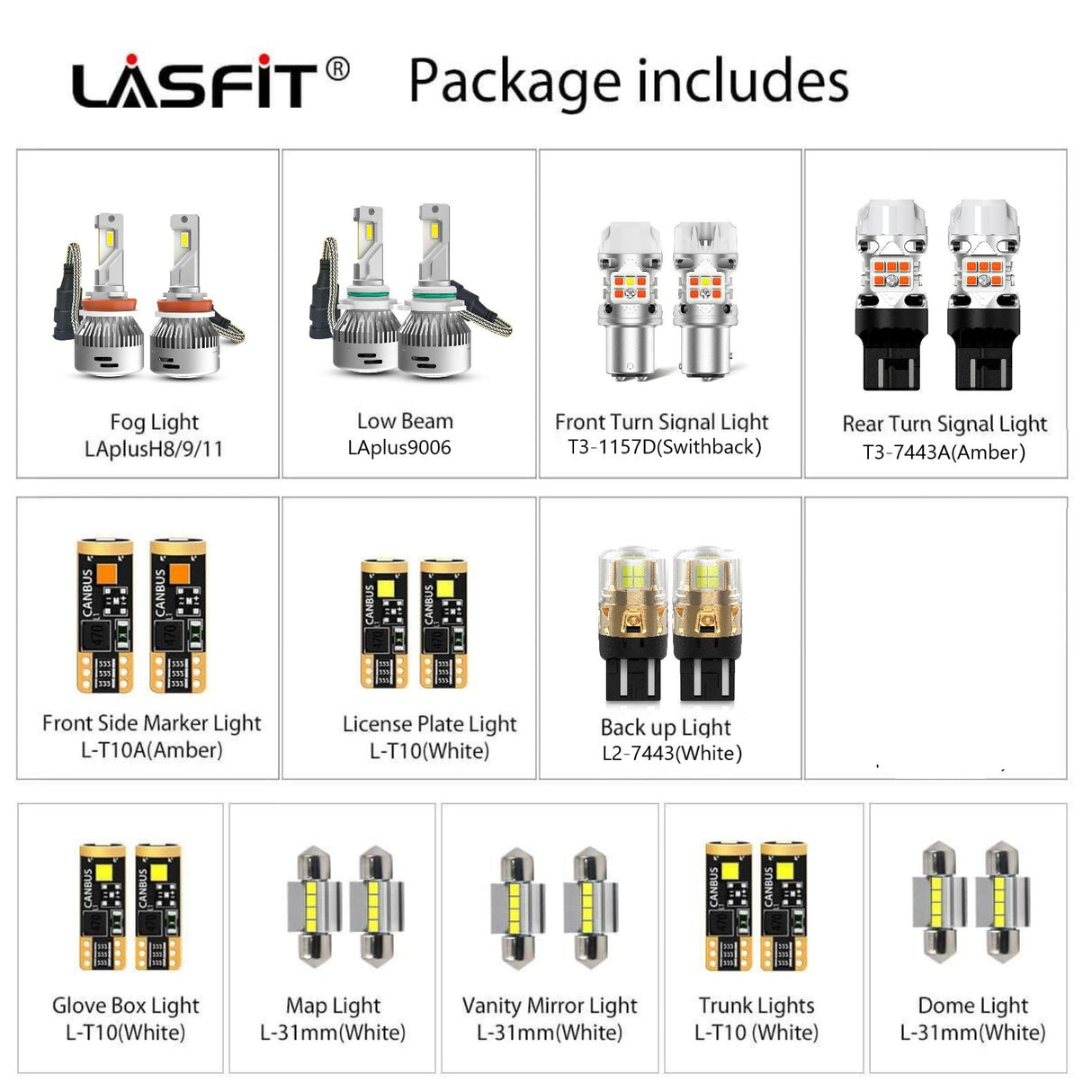 combo package led bulbs fit for 2008-2012 Honda Accord Sedan