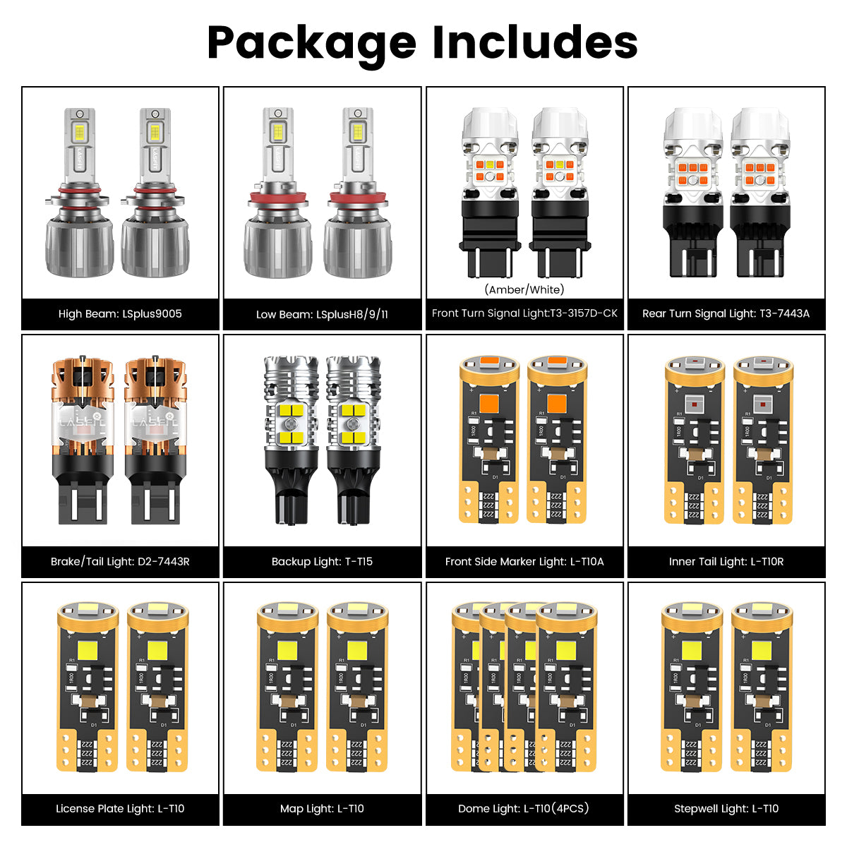 Lasfit combo package led bulbs for 2008-2017 Toyota Sequoia W/o fog lights