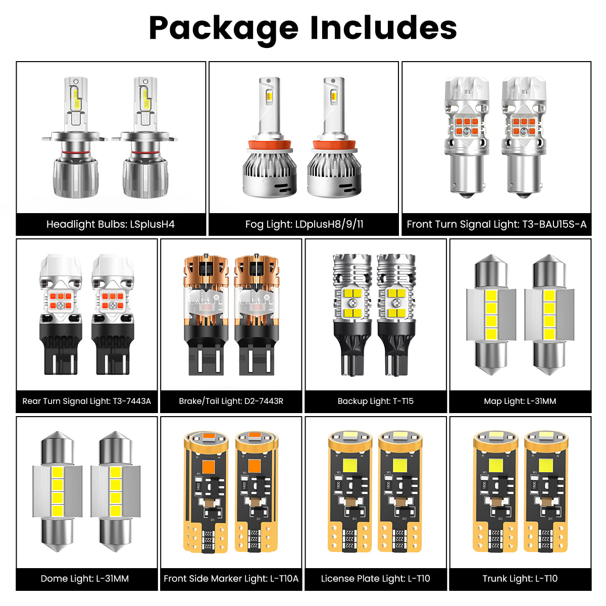 Lasfit combo package led bulbs for 2009-2013 Honda Fit Base