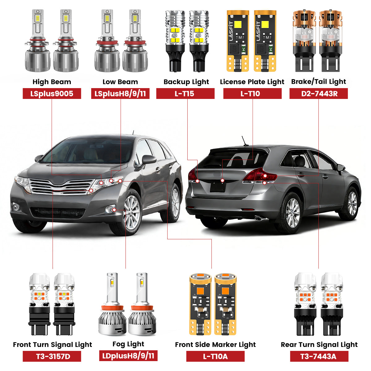 Lasfit led bulbs for 2009-2015 Toyota Venza