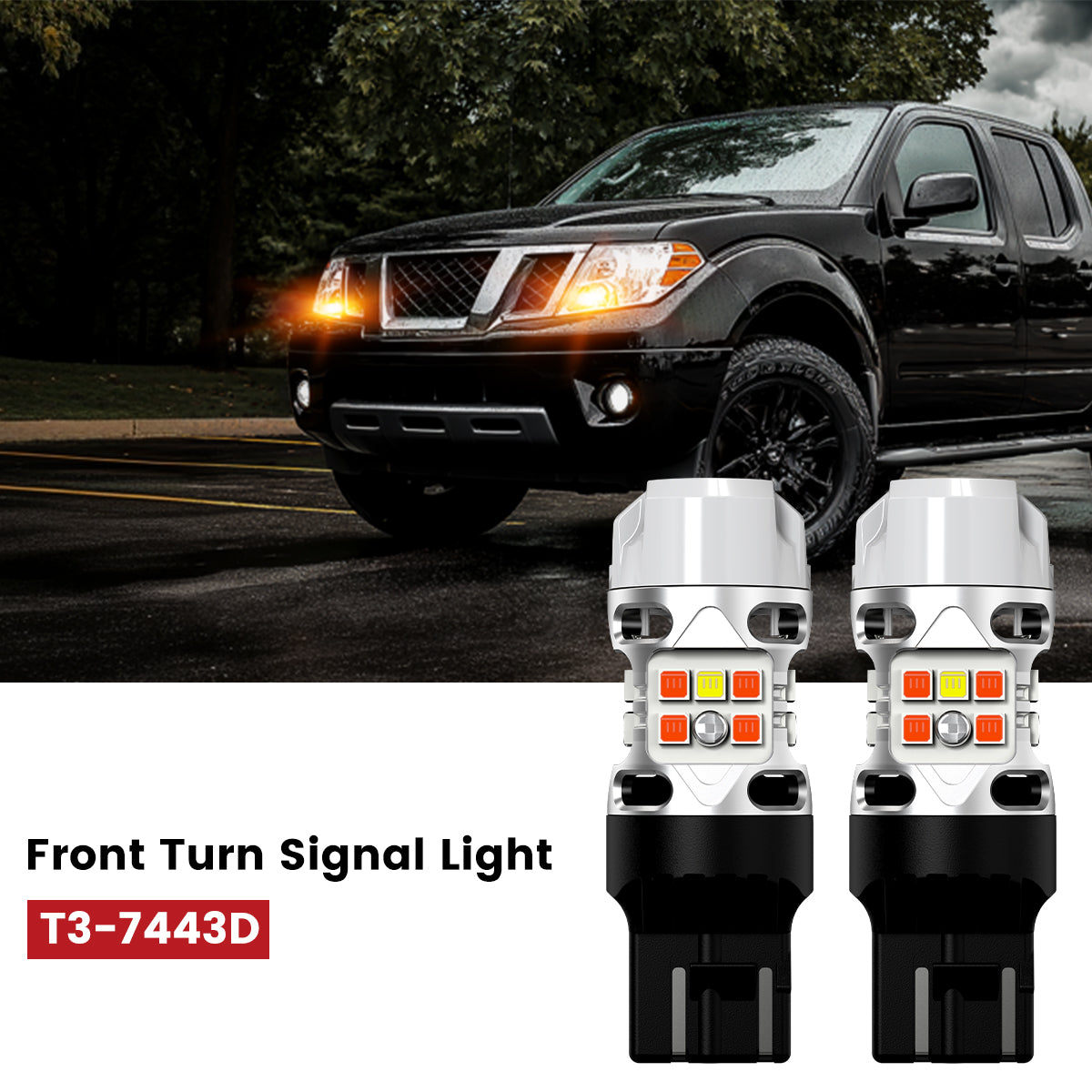Lasfit 7443 led front turn signal lights fit for 2009-2021 nissan frontier