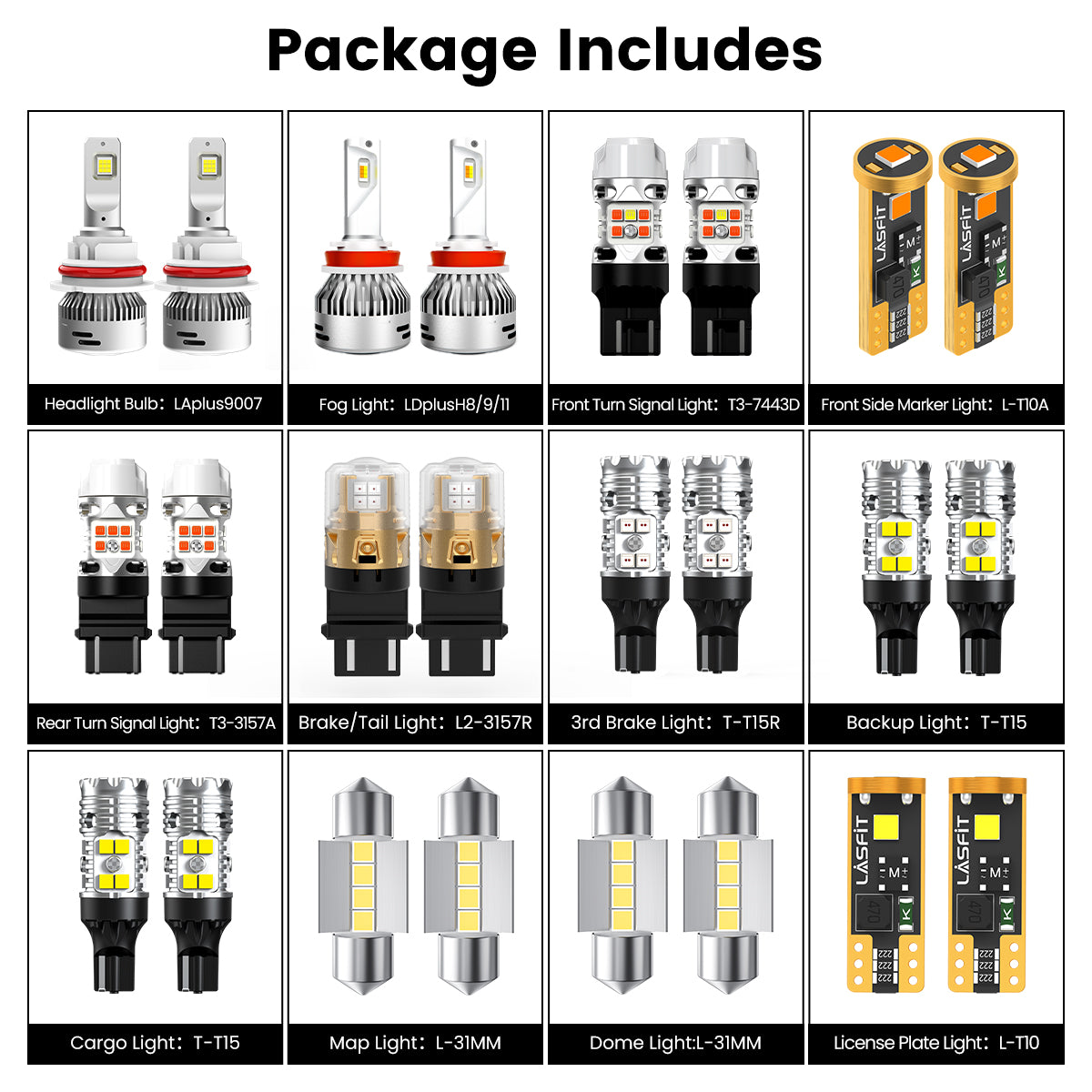 Lasfit combo package led bulbs for 2009-2021 nissan frontier DR/Pro-4X/SL