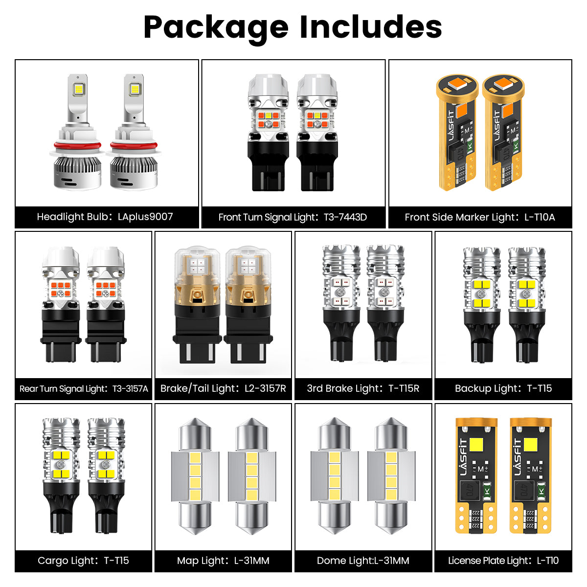 Lasfit combo package led bulbs for 2009-2021 nissan frontier S