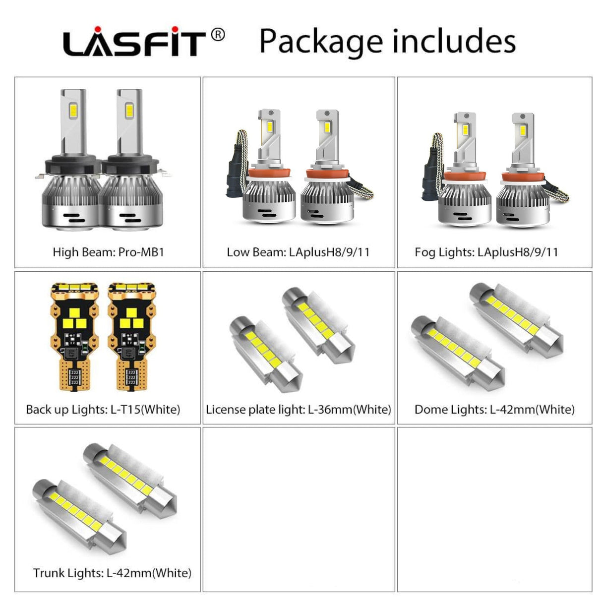 Fit for 2007-2011 Ford Fusion Custom H7 LED Bulbs Exterior Interior Light Plug and Play