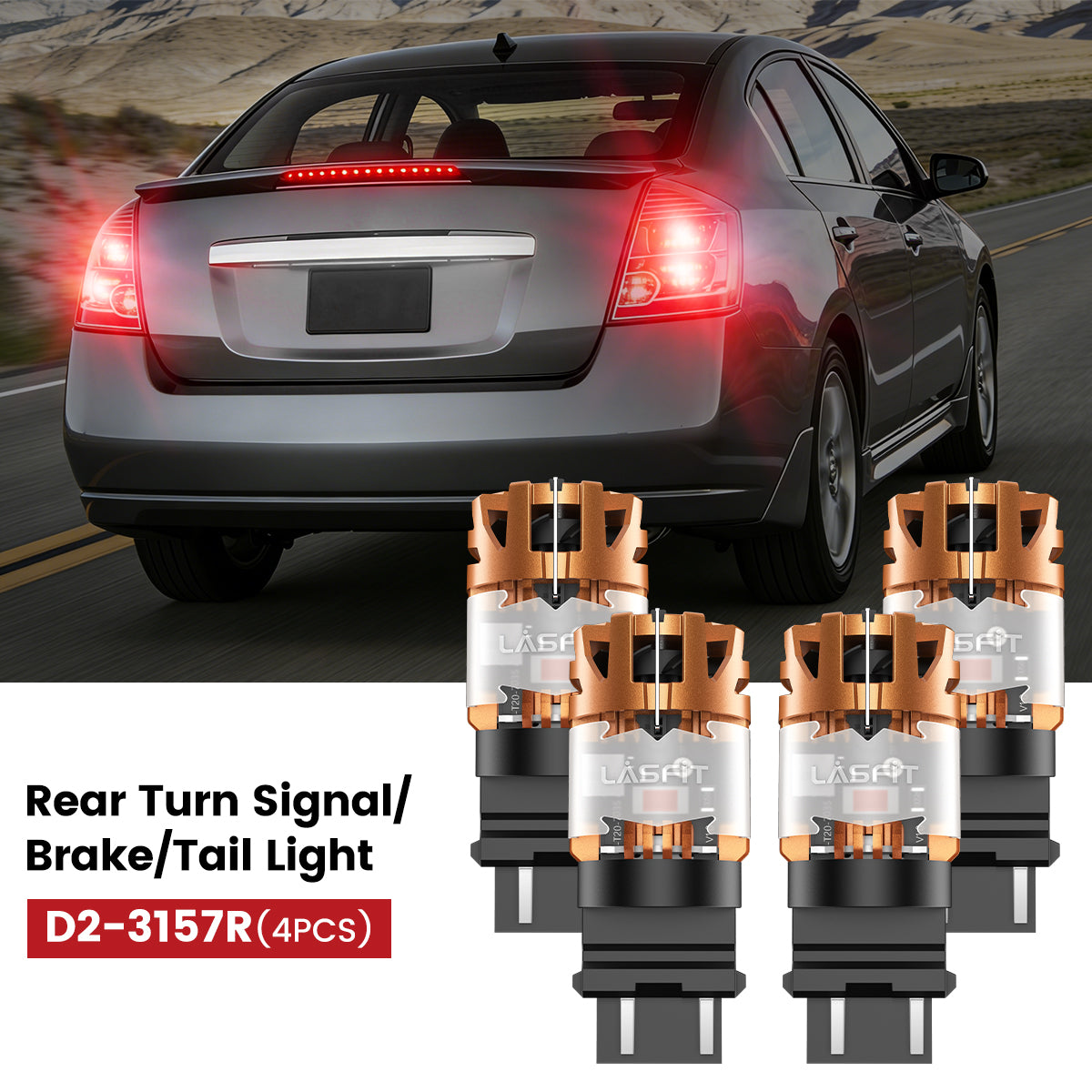 Lasfit 3157 led rear turn signal/brake/tail light fit for 2010-2012 Nissan Sentra