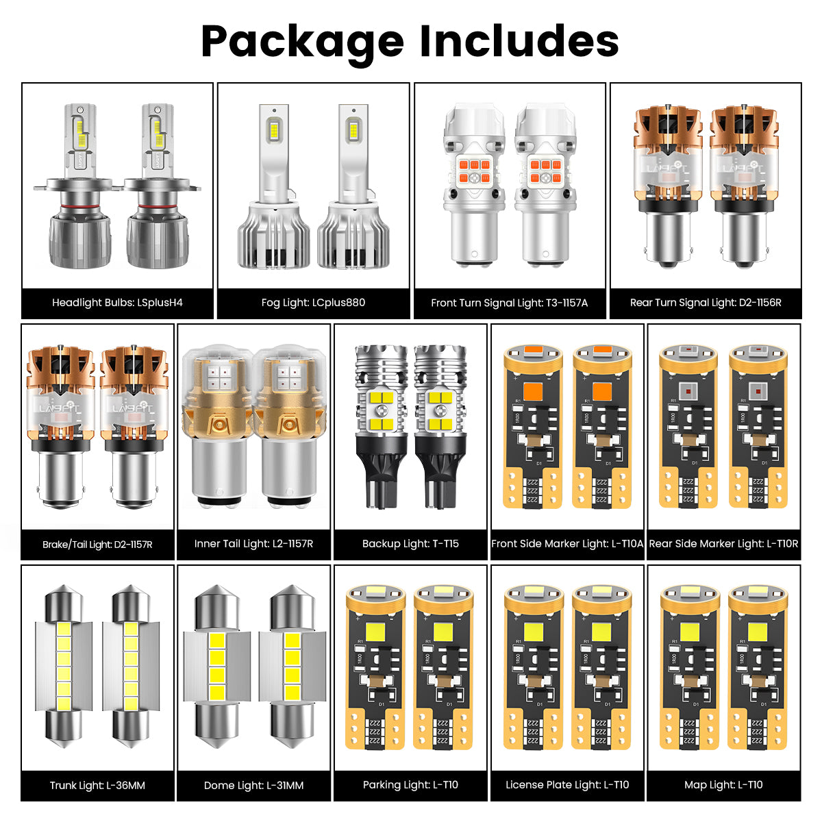 Lasfit combo package led bulbs for 2010-2013 Hyundai Tucson w/ fog lights