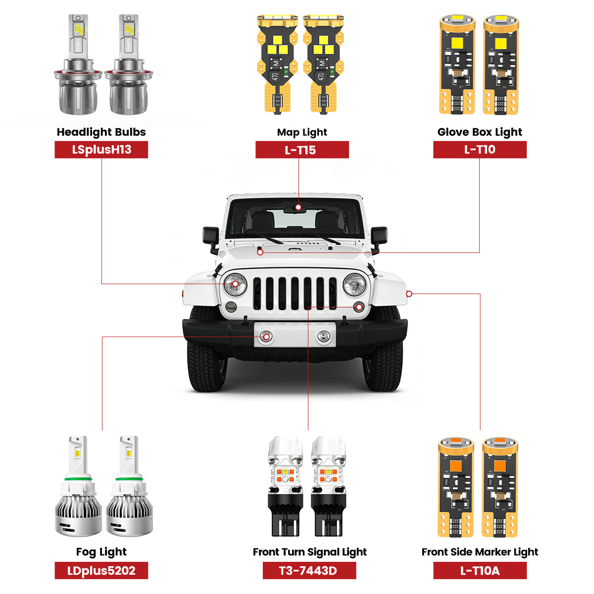 Lasfit led bulbs for 2010-2017 Jeep Wrangler