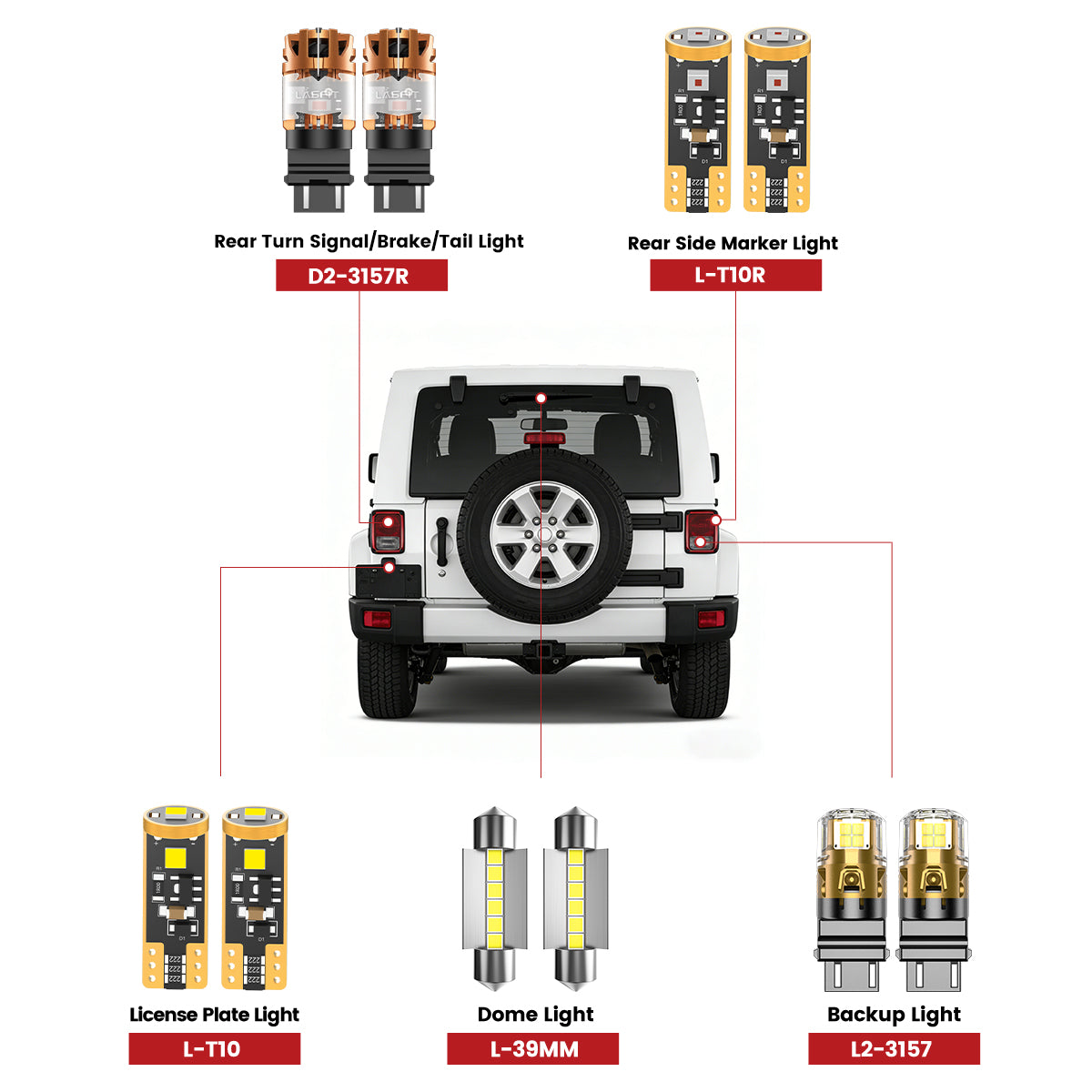 Fit for 2010-2017 Jeep Wrangler The Brightest LED Bulbs Upgrade
