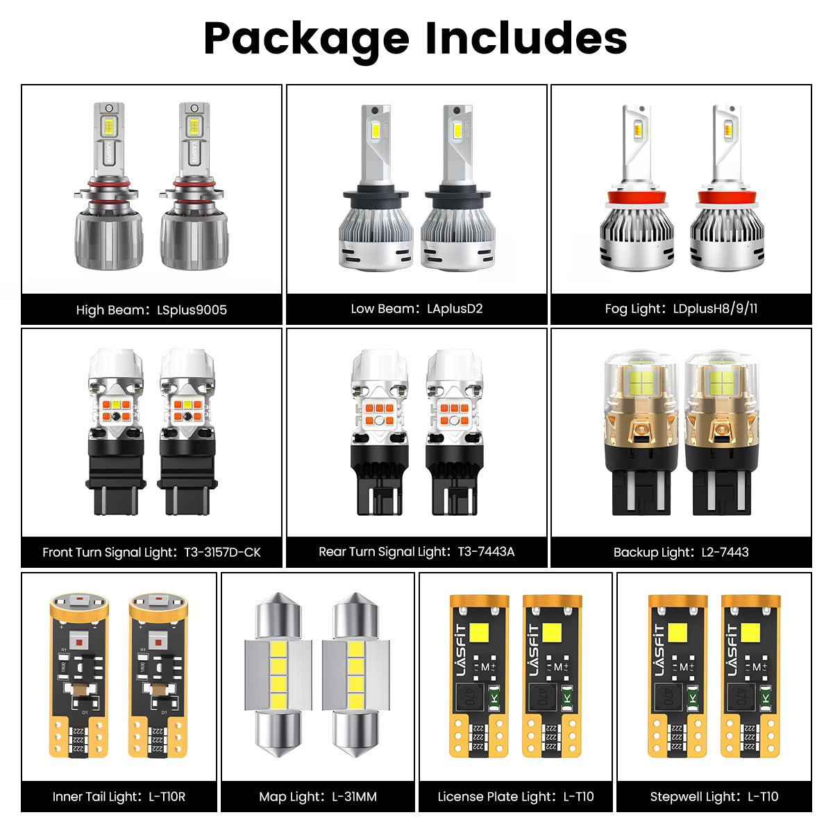 Lasfit combo package led bulbs for 2011-2013 Honda Odyssey Touring Elite