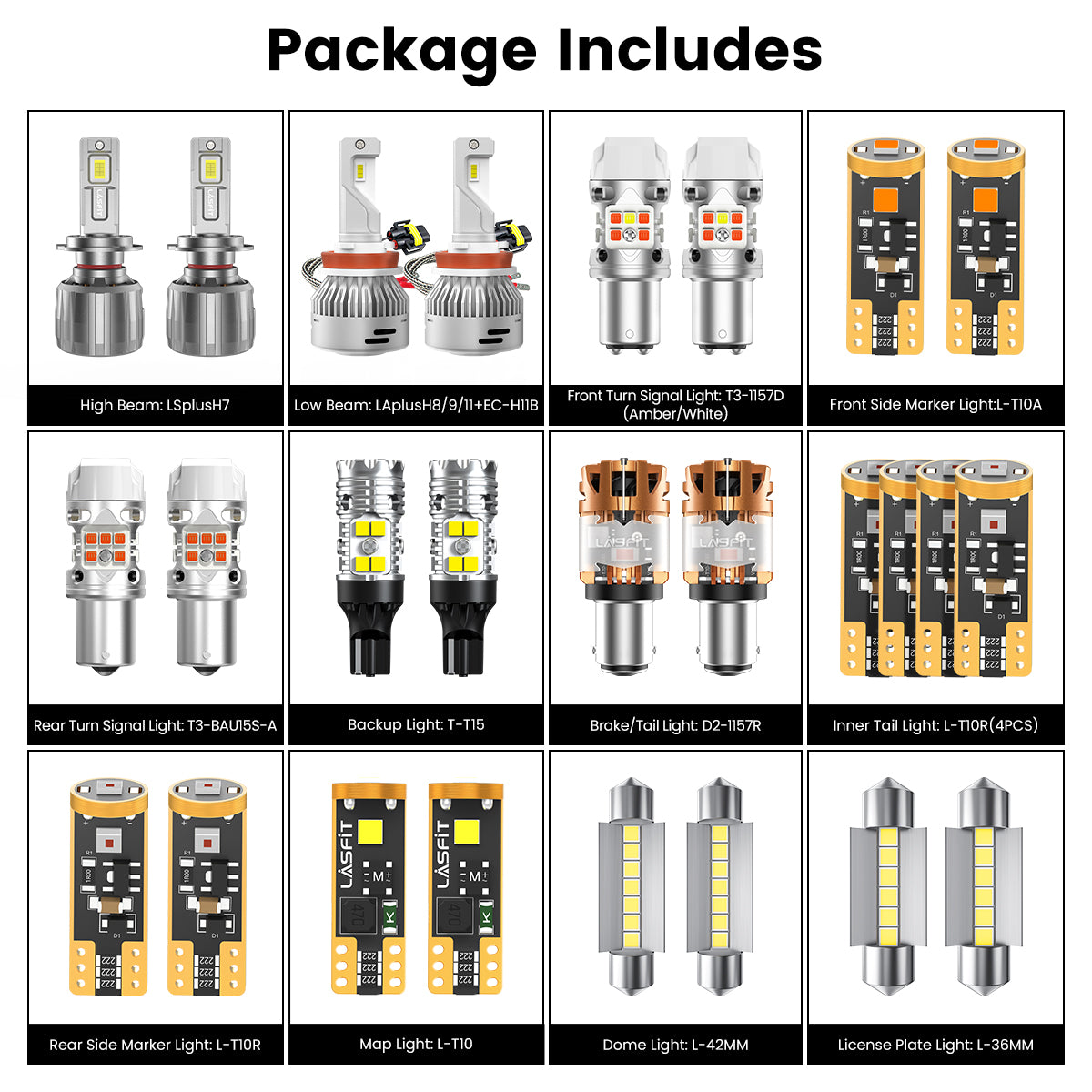 Lasfit combo package led bulbs for 2011-2013 Kia Sportage Basic/LX