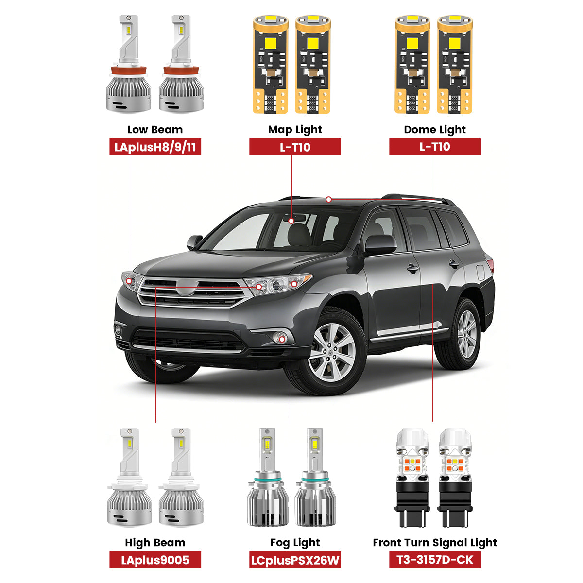 Lasfit led bulbs for 2011-2013 Toyota Highlander