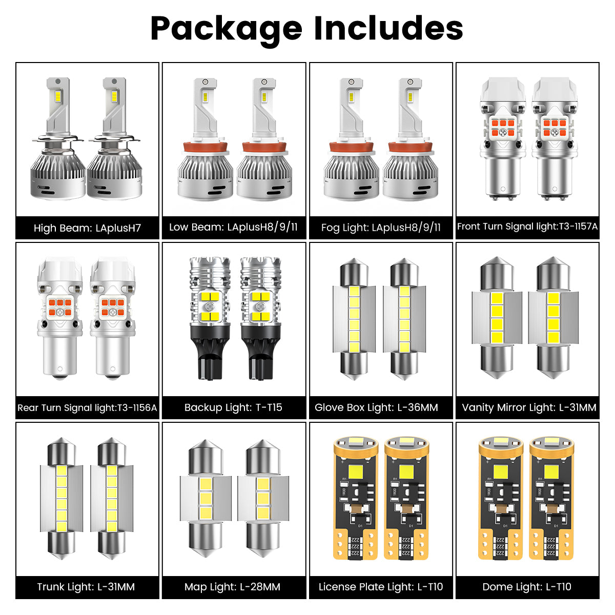 Lasfit combo package led bulbs for 2011-2014 Hyundai Sonata Hybrid/Hybrid Limited