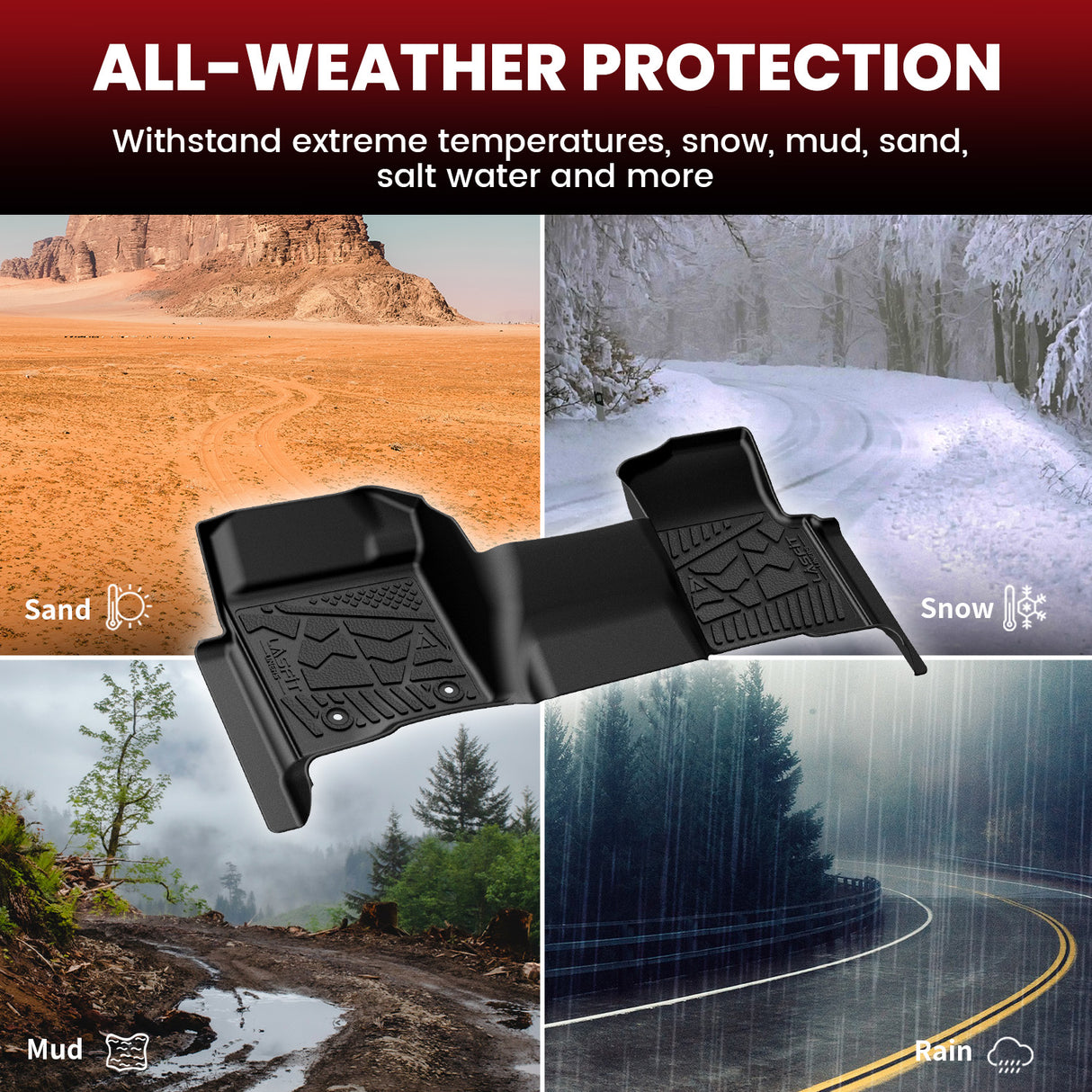 2011-2014 Ford F-150 Floor Mats, Fit SuperCrew Cab & Carpet Floor All Weather Protection
