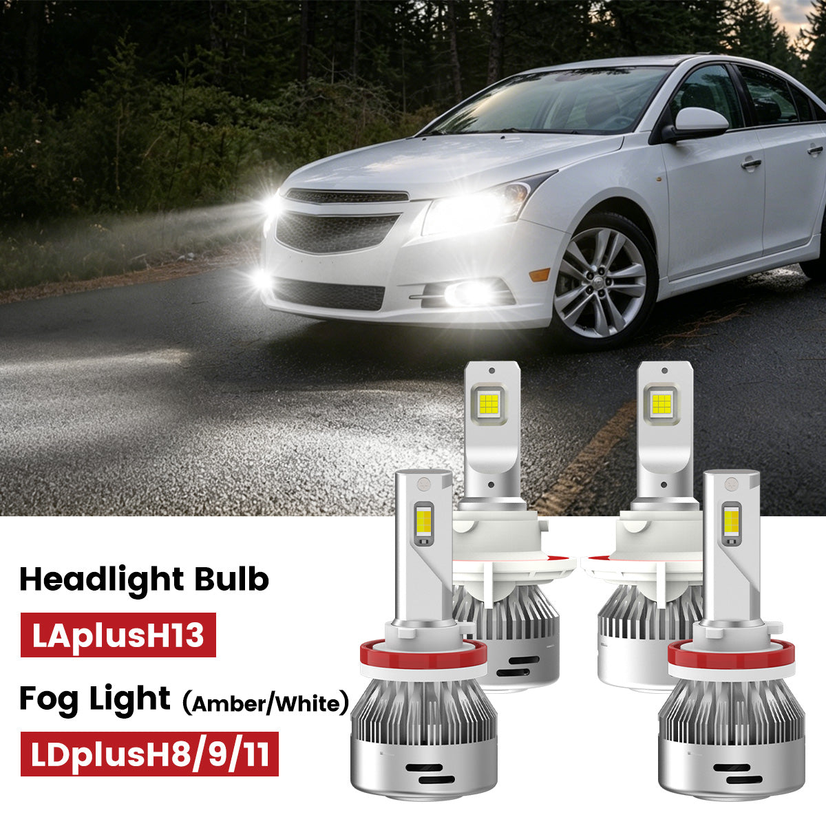 Lasfit led headlight bulbs and fog lights for 2011-2015 chevy cruze