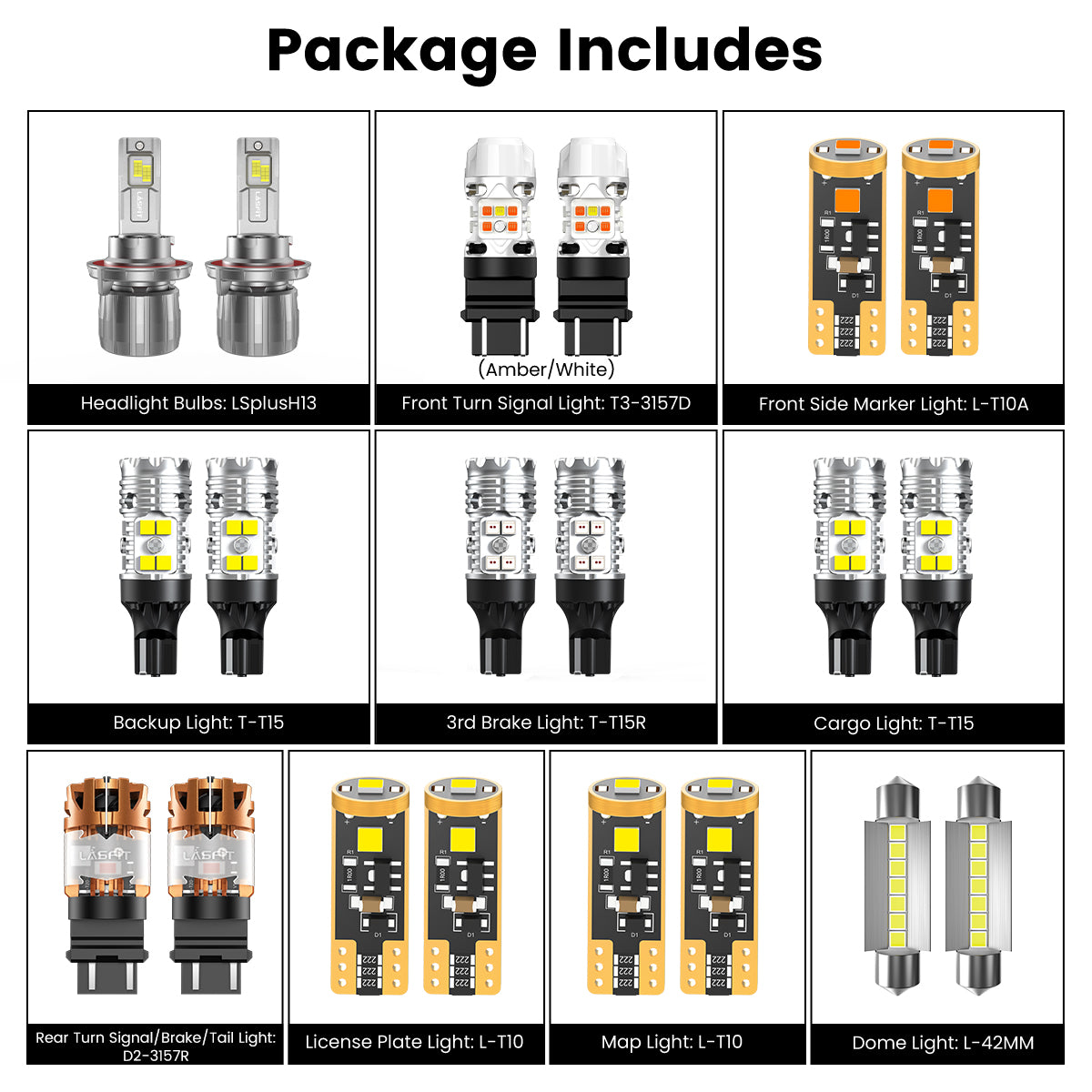 Lasfit combo package led bulbs for 2011-2016 Ford F250 F350 without fog lights