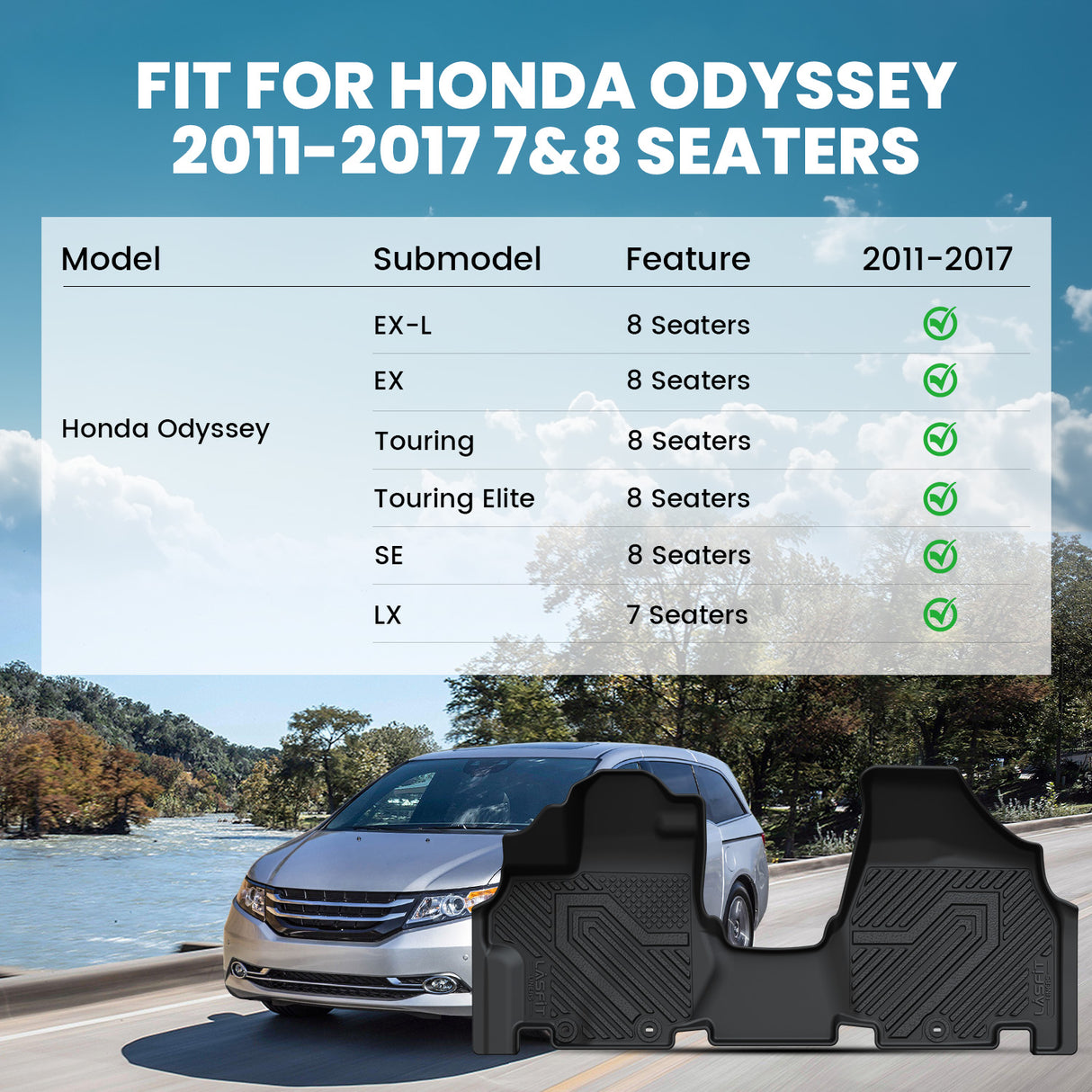 2011-2017 Honda Odyssey Floor Mats or Cargo Mat Fitment