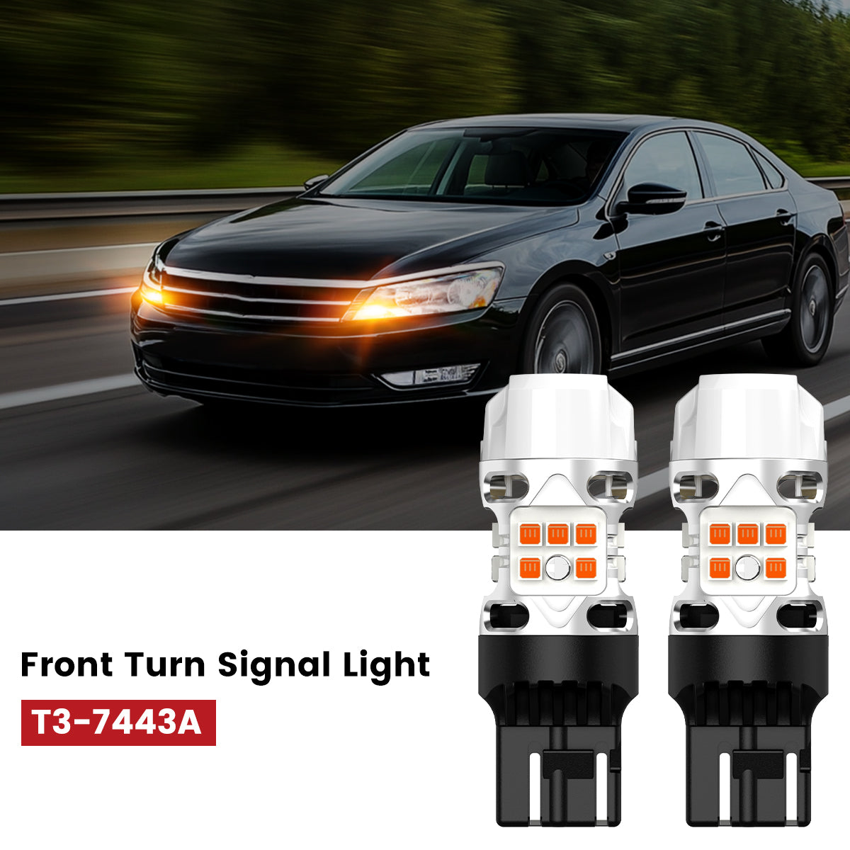 Lasfit 7443 led front turn signal lights fit for 2012-2015 Volkswagen Passat