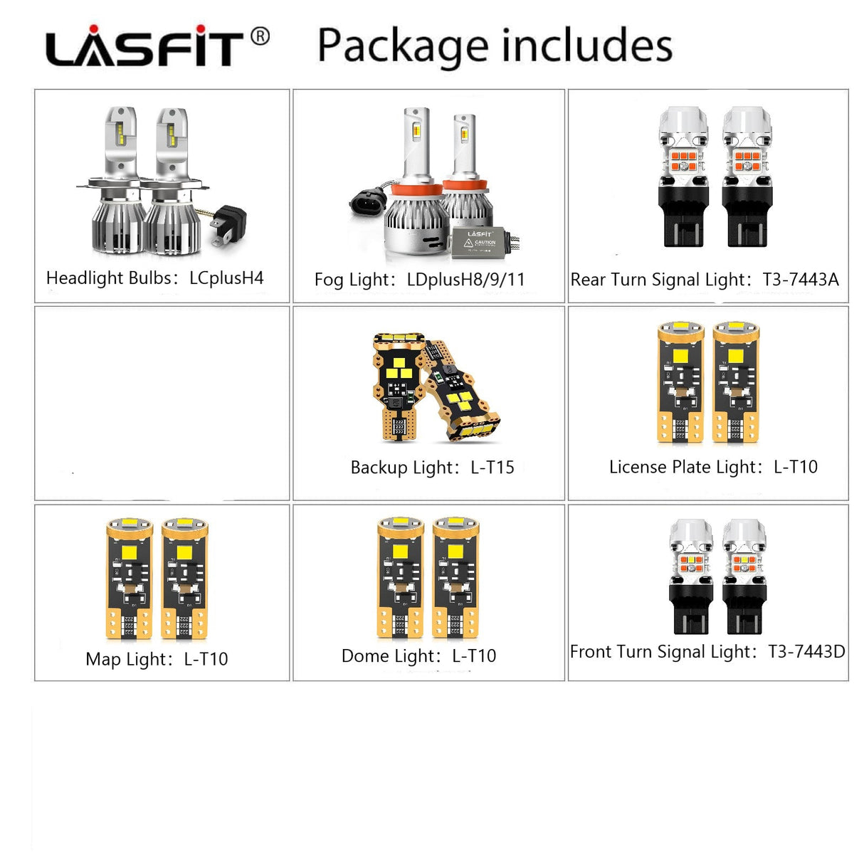 Lasfit combo package led bulbs for 2012 Toyota Yaris