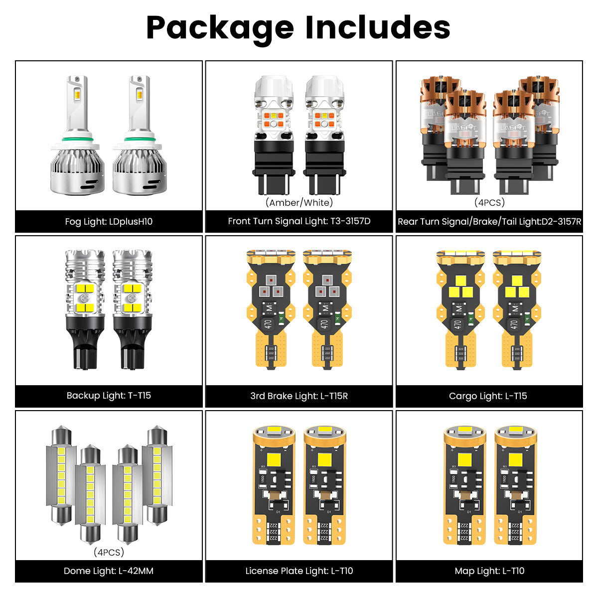 Lasfit combo package led bulbs for 2013-2014 Ford F-150 W/ HID Headlights W/ Fog Lights