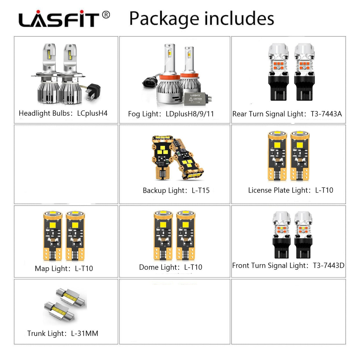 Lasfit combo package led bulbs for 2013-2014 Toyota Yaris