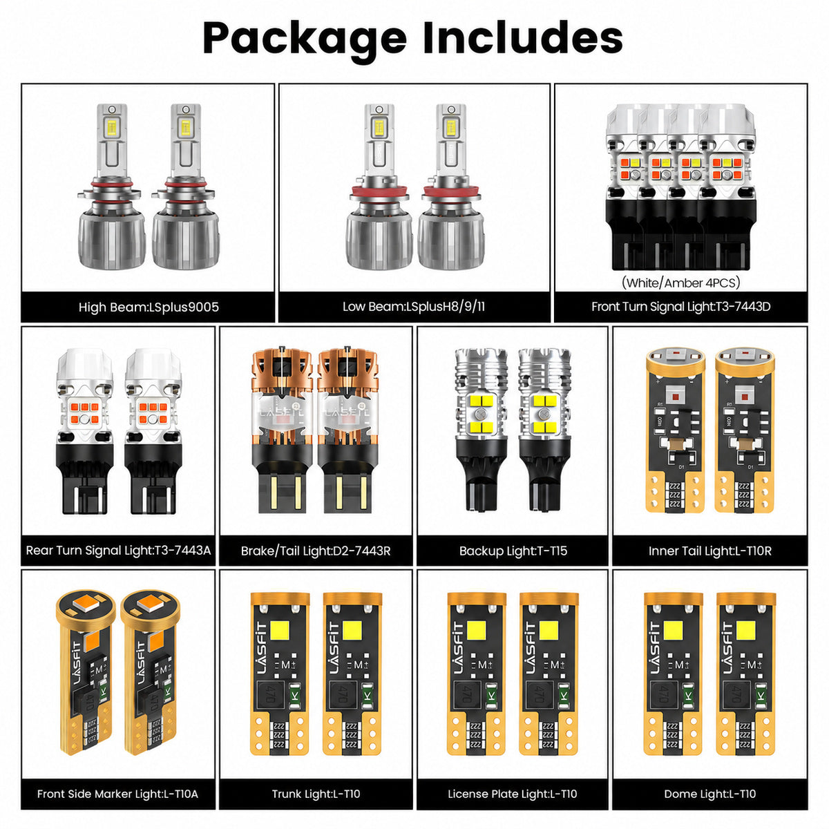 Lasfit combo package led bulbs for 2013-2015 Chevrolet Malibu