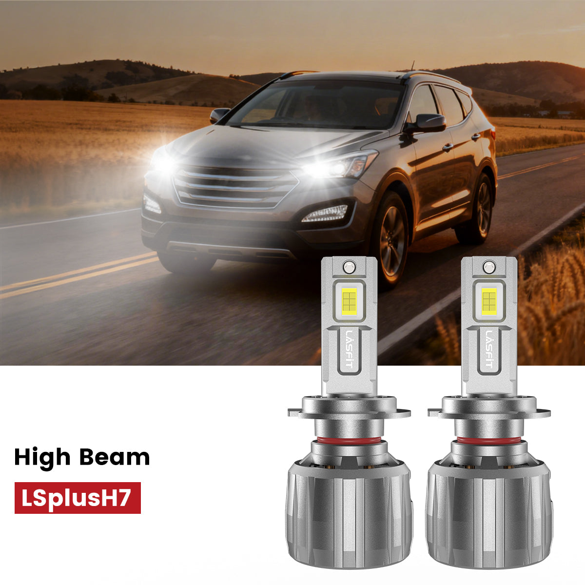 Lasfit H7 led high beam for 2013-2016 Hyundai Santa Fe Sport