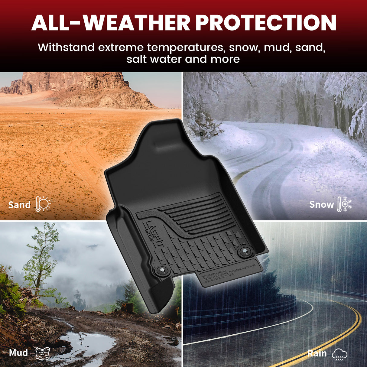 2013-2018 Dodge Ram 1500 1st & 2nd row Floor Mats, All Weather Potection