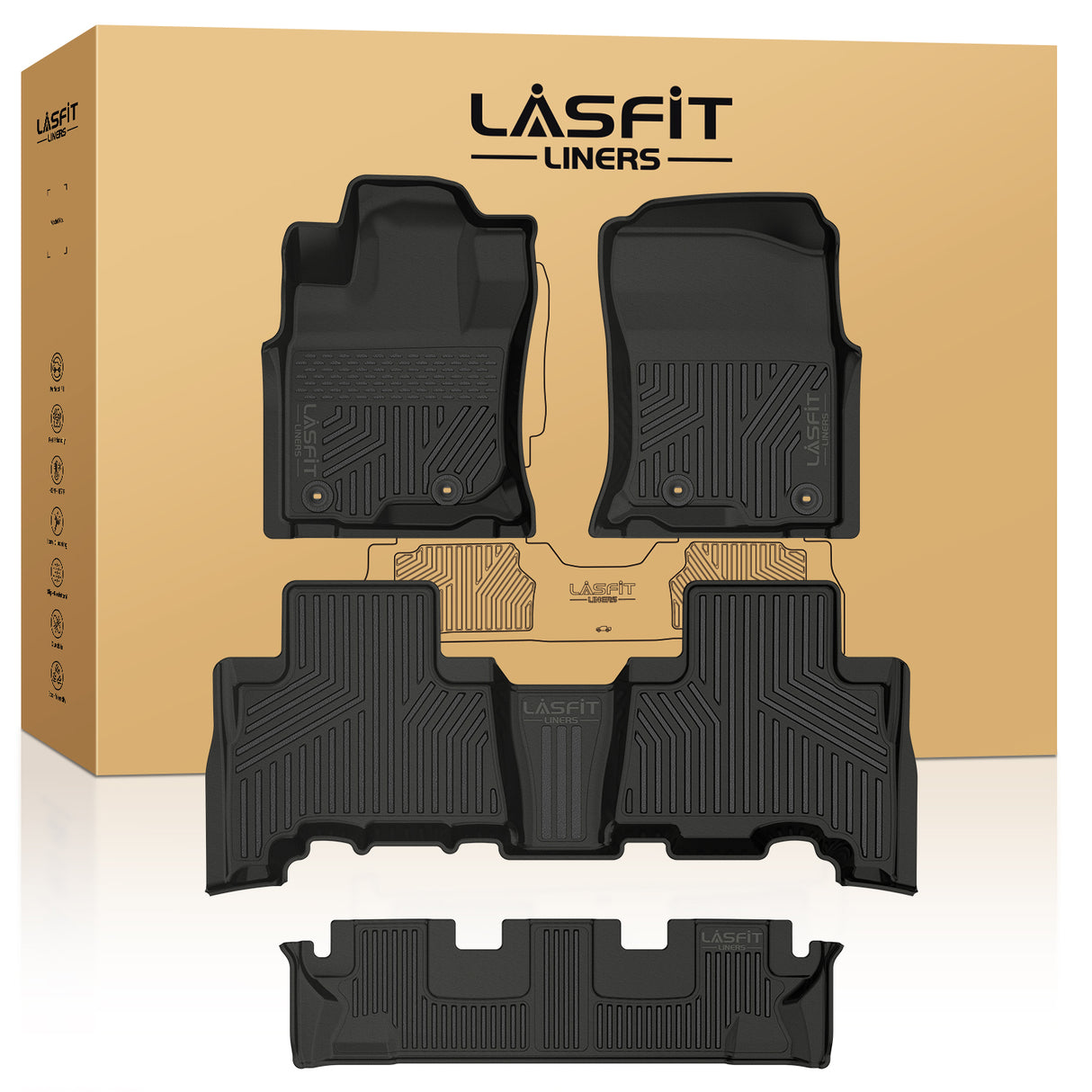 Fit for 2013-2024 Toyota 4Runner All Weather Floor Mats / Cargo / Seatback Mat, Not Fit Equipped Sliding Cargo Tray Option