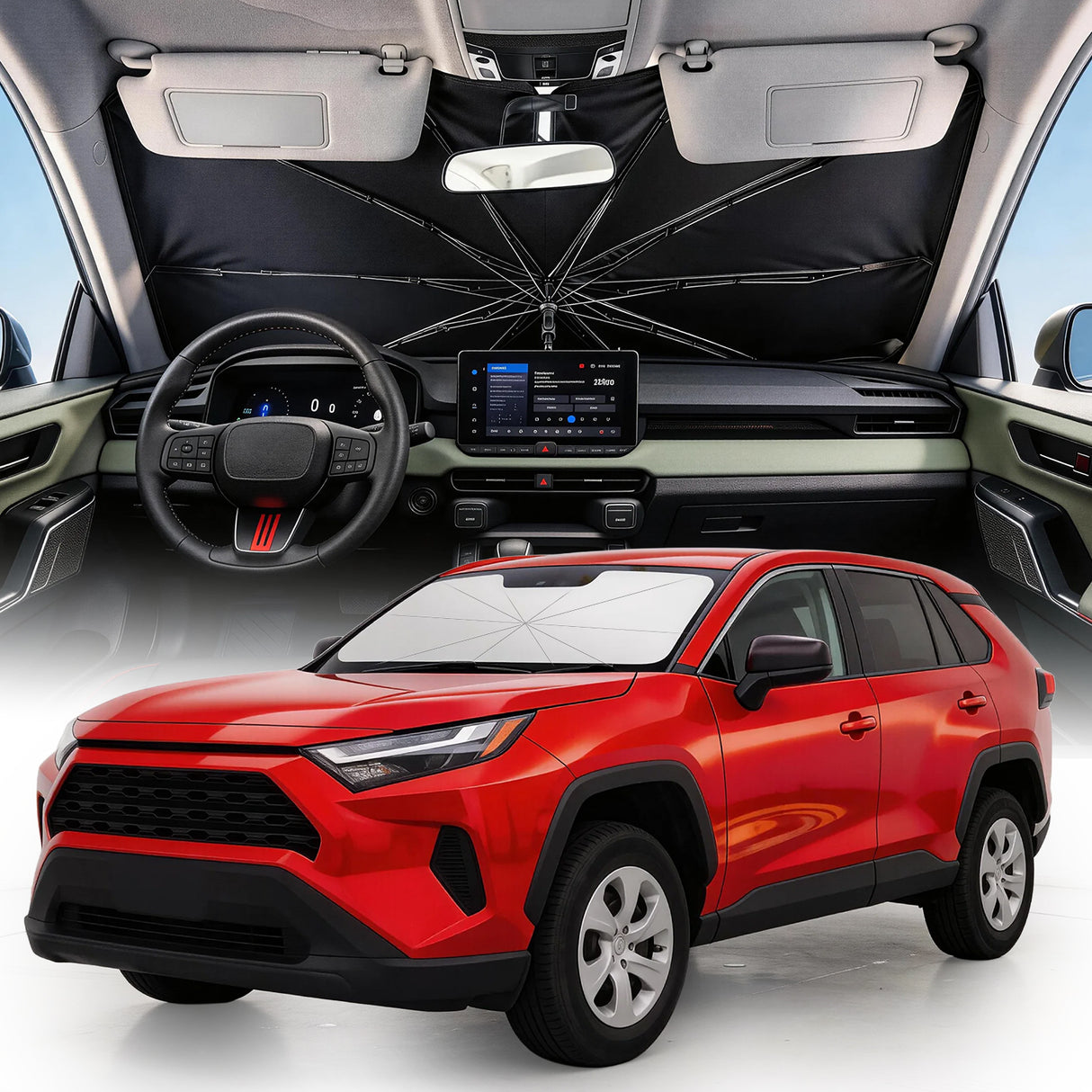 Custom-Fit Weektic Windshield Sun Shade Umbrella for 2013-2026 Toyota RAV4